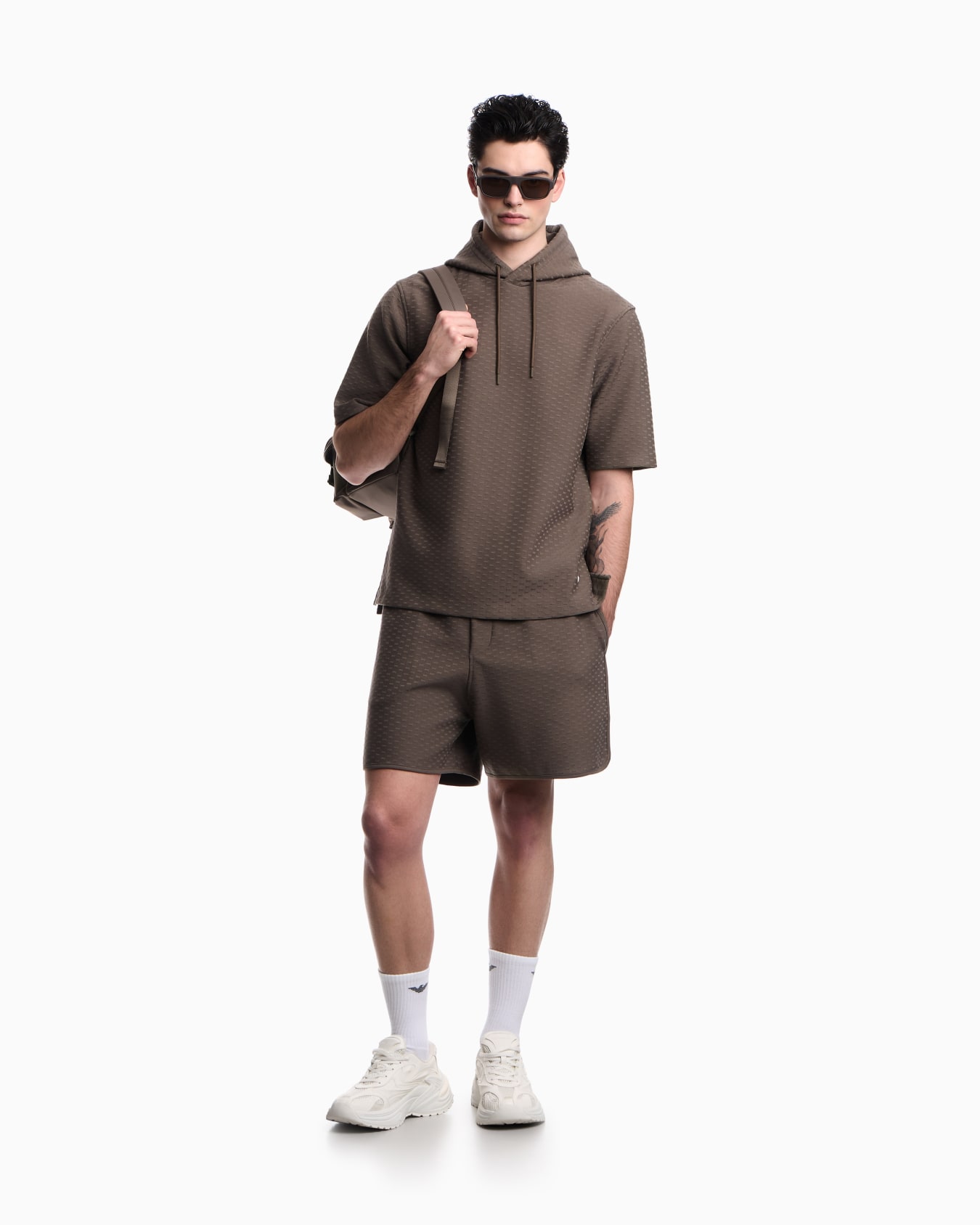 Shorts in all-over micro eagle jacquard jersey Slide 1