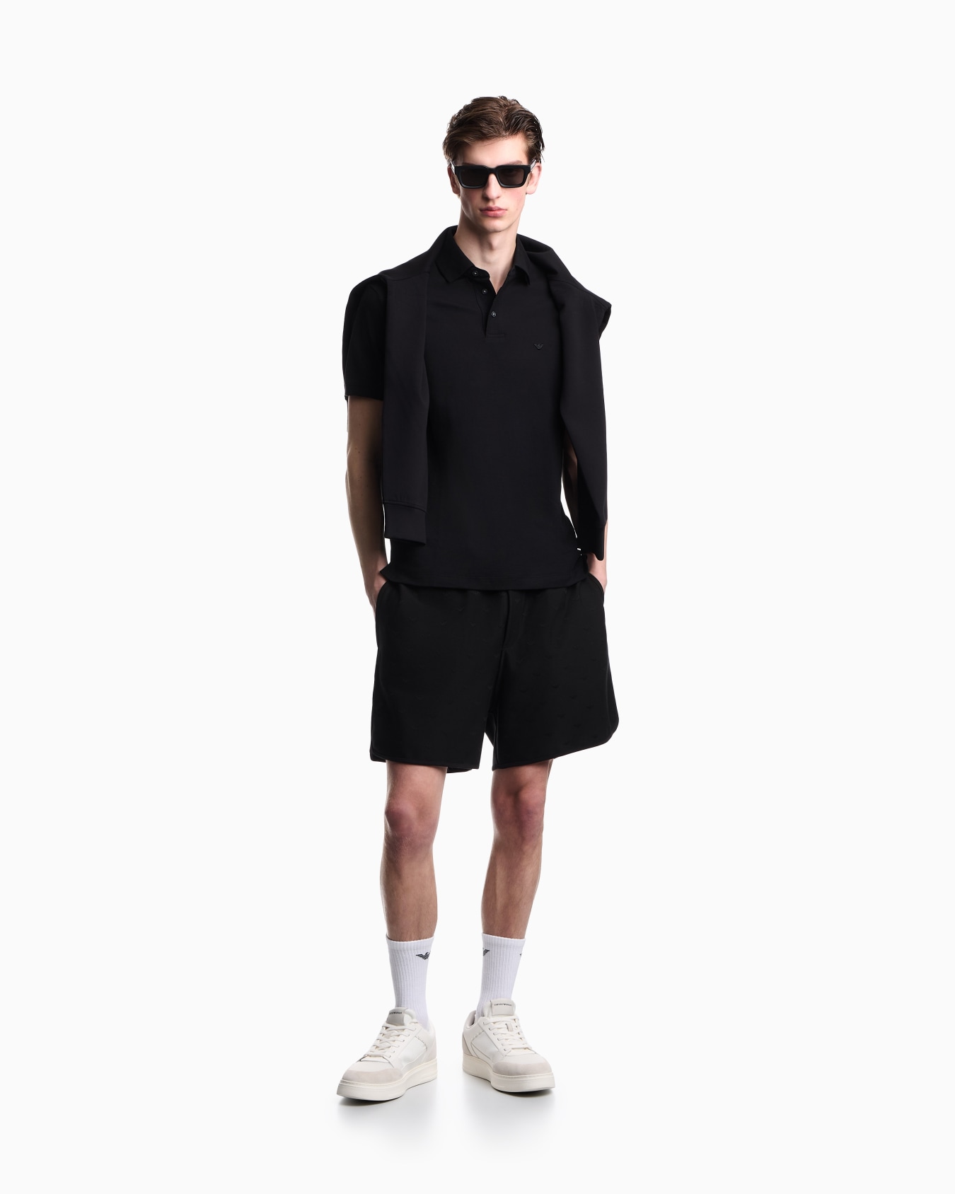 Shorts in all-over micro eagle jacquard jersey Slide 1