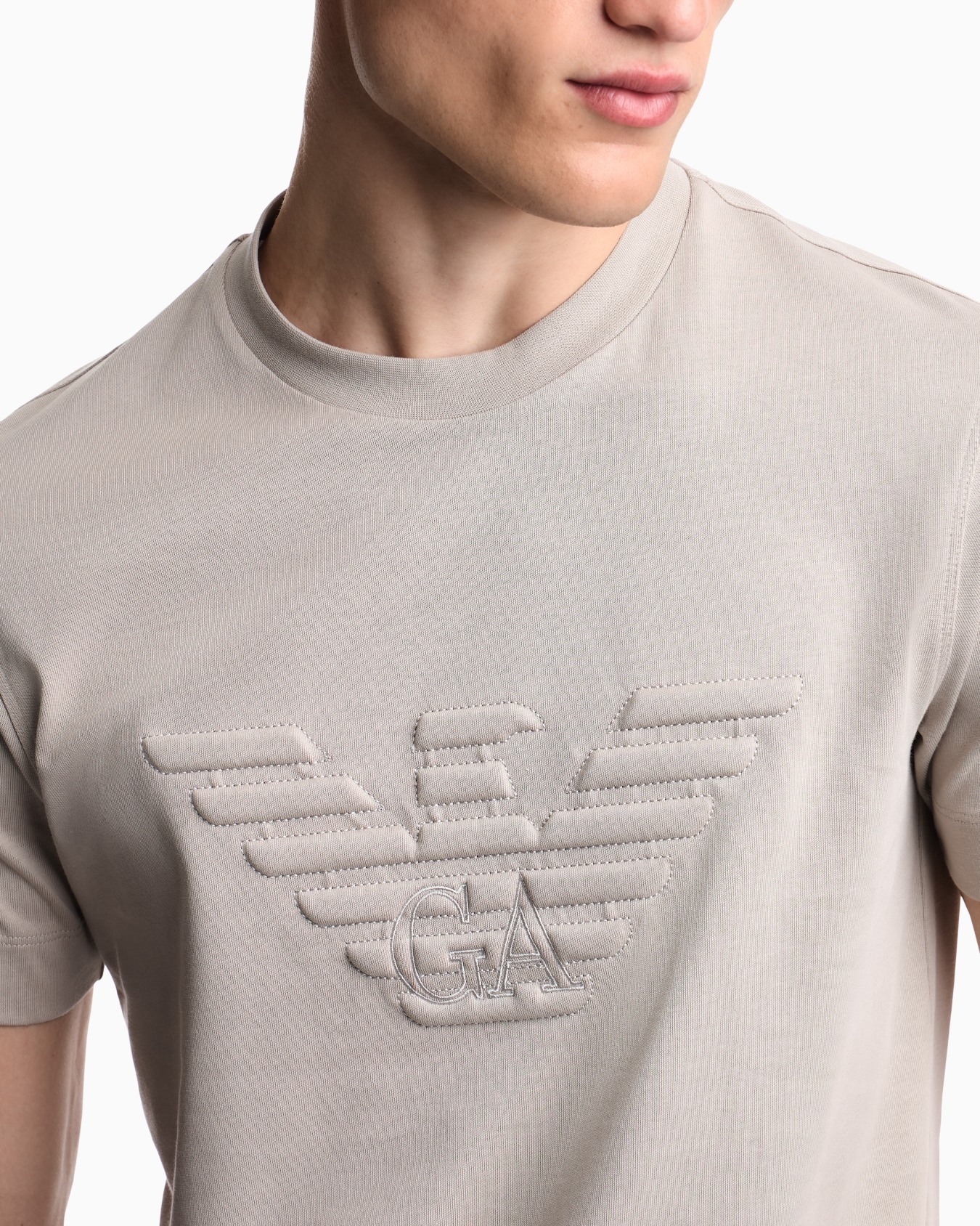 Slim fit T-shirt in heavy jersey with domed eagle Slide 7