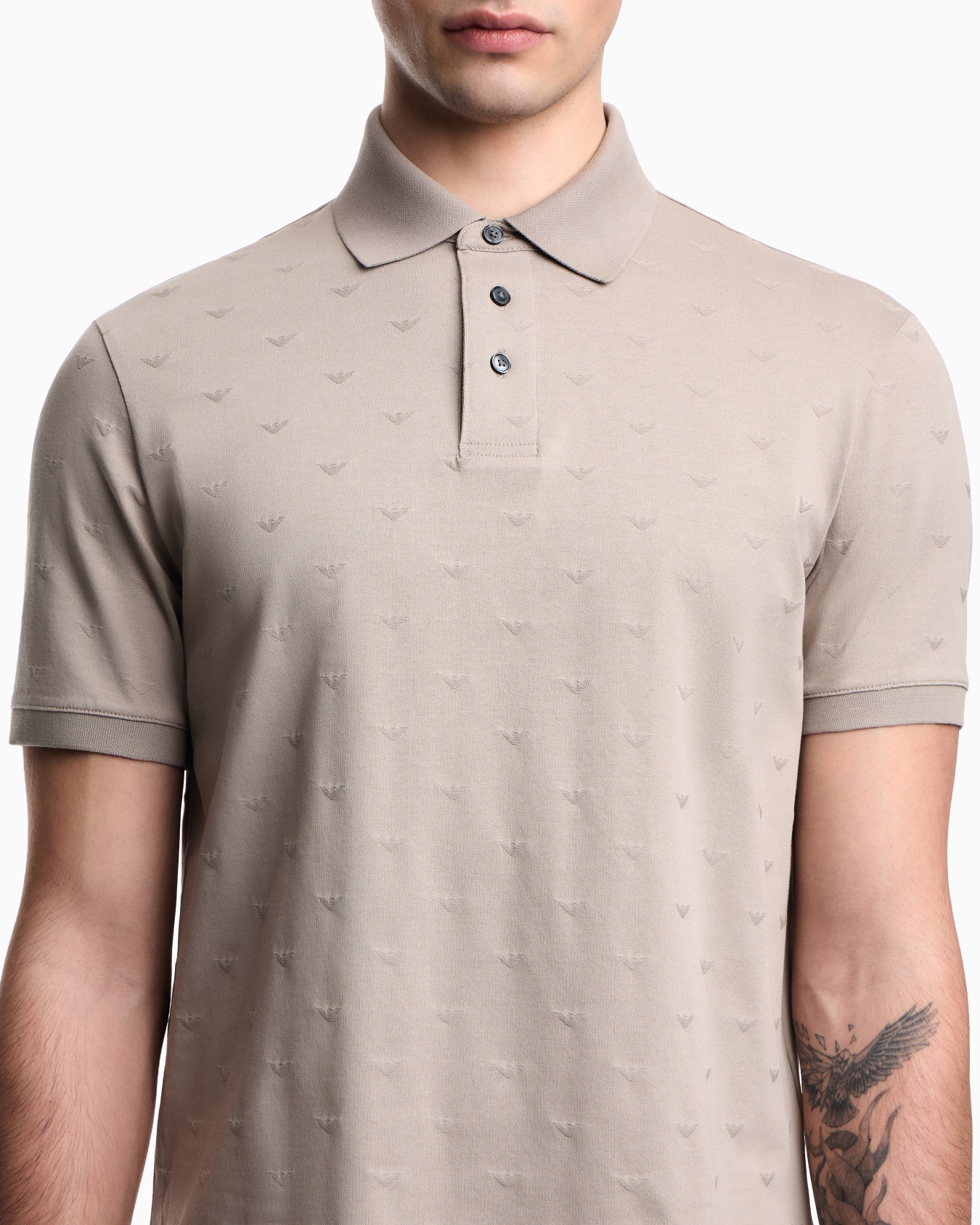 Slim-fit polo shirt in all-over micro eagle jacquard jersey Slide 4