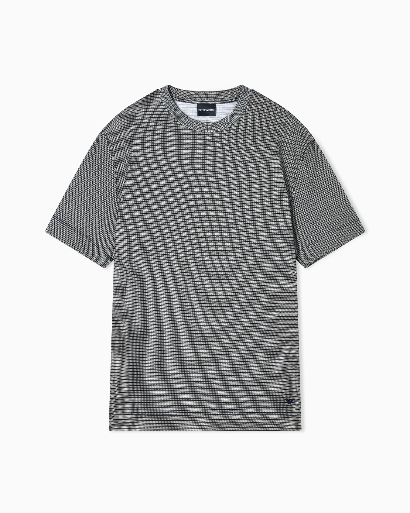 Lyocell blend jersey T-shirt with all-over micro pattern print Diapositiva 0