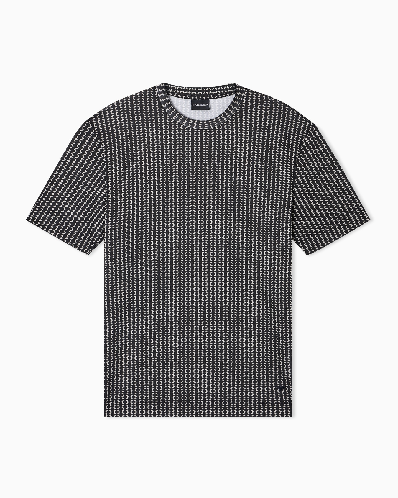 Lyocell blend jersey T-shirt with all-over micro pattern print Diapositiva 0