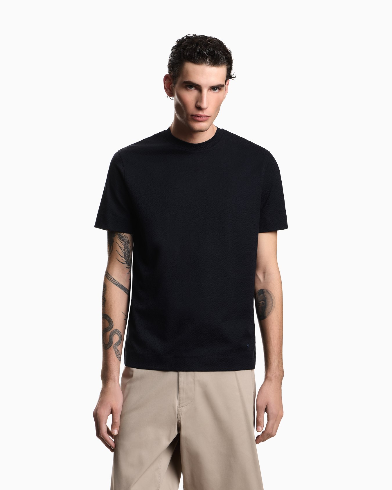 Intarsia-effect jacquard jersey T-shirt Slide 3