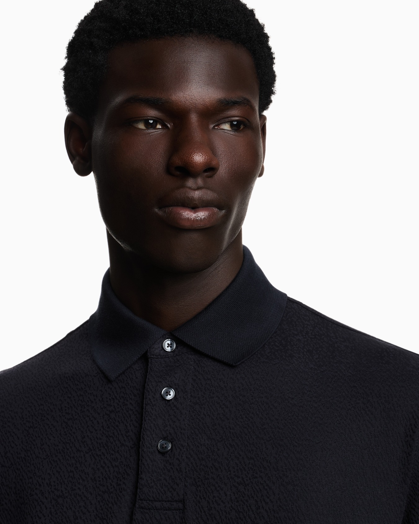 Jacquard jersey polo shirt with an intarsia effect Slide 4