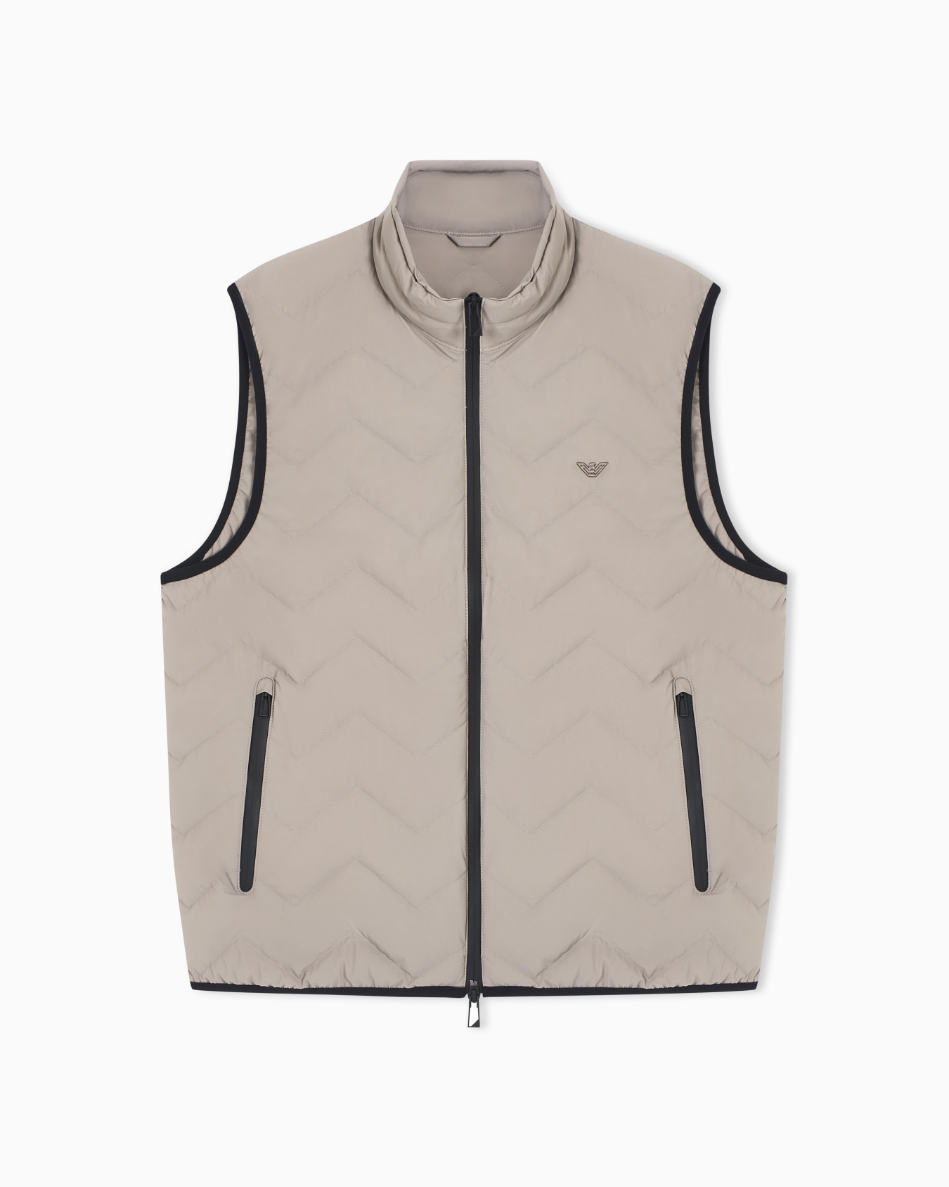 Water-repellent chevron quilted nylon spandex sleeveless down jacket  Slide 0