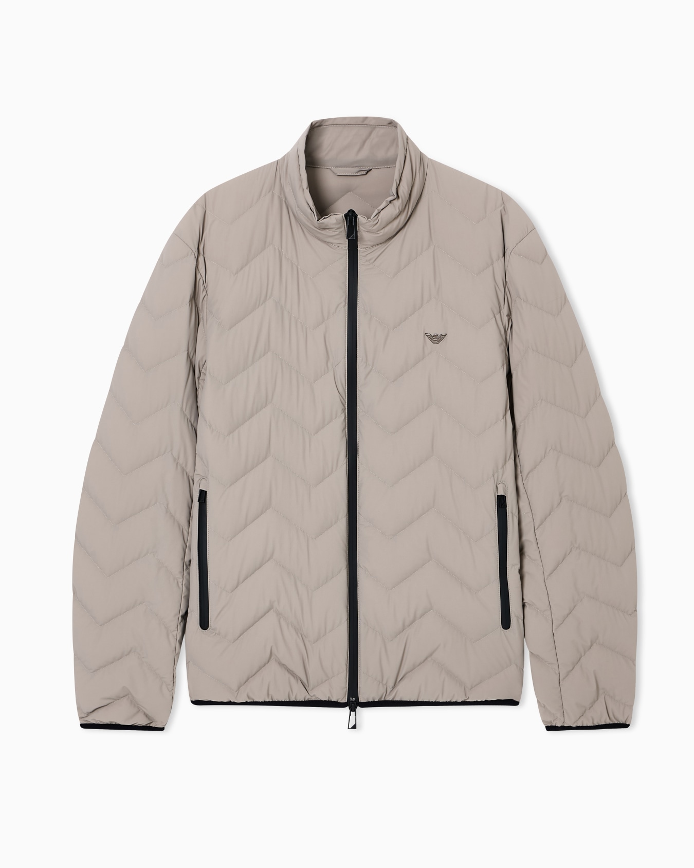 Water repellent chevron quilted down jacket in nylon spandex Slide 0