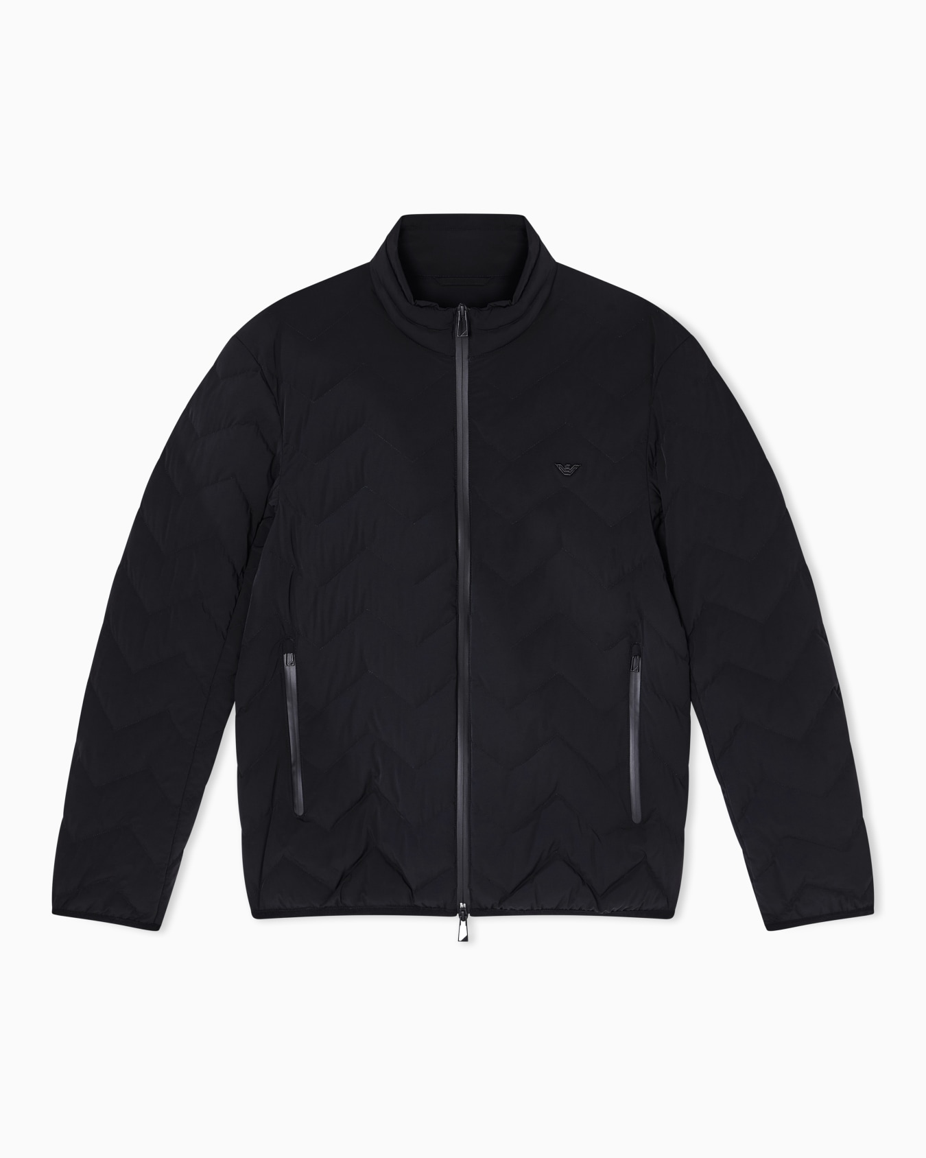 Water repellent chevron quilted down jacket in nylon spandex Slide 0