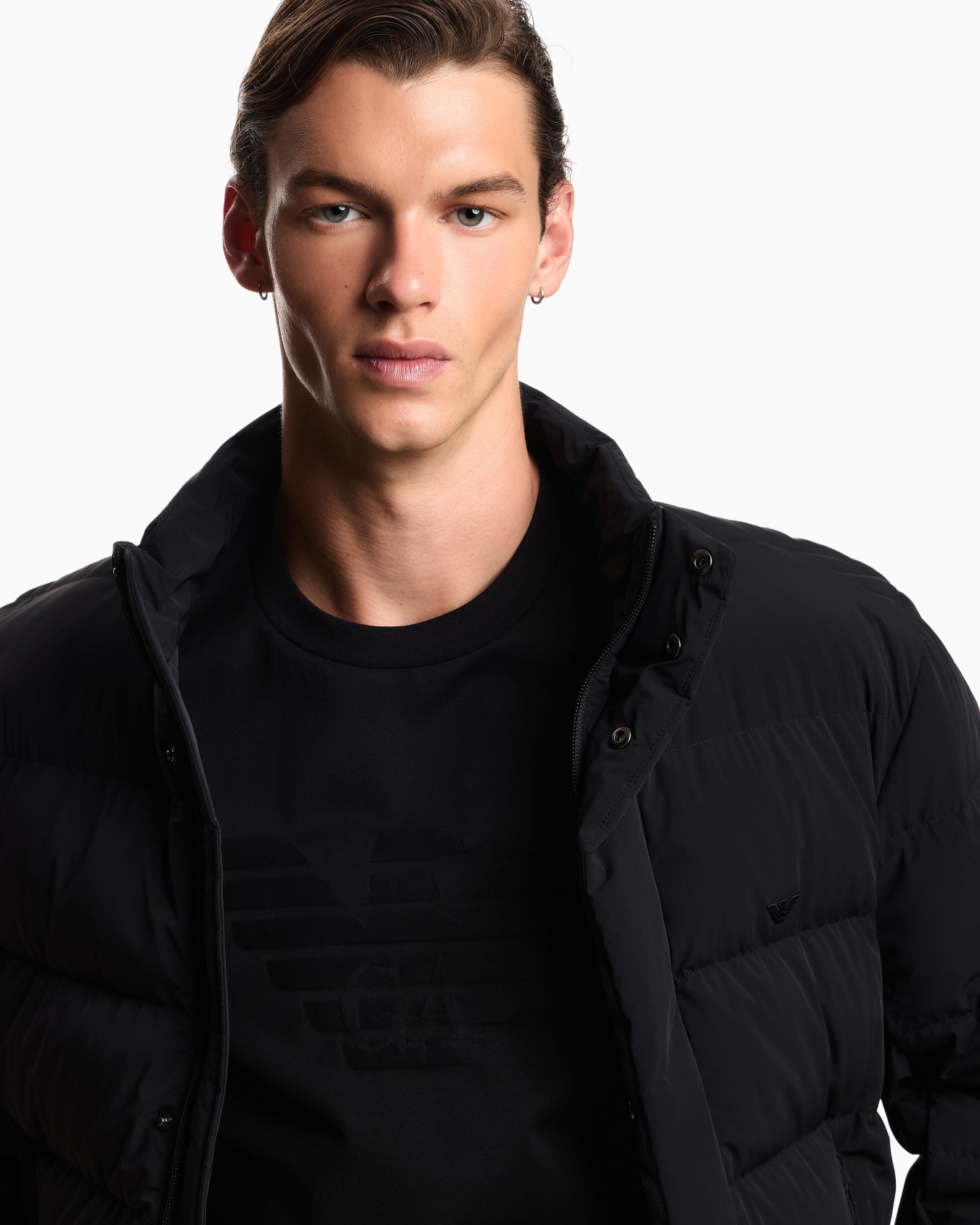 Water-repellent quilted nylon spandex down jacket  Slide 6