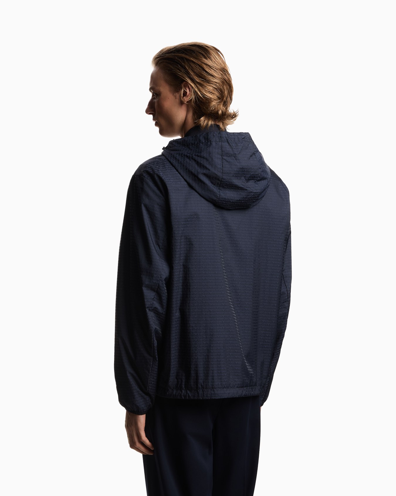 Water-repellent blouson in jacquard nylon with all-over lettering Slide 2