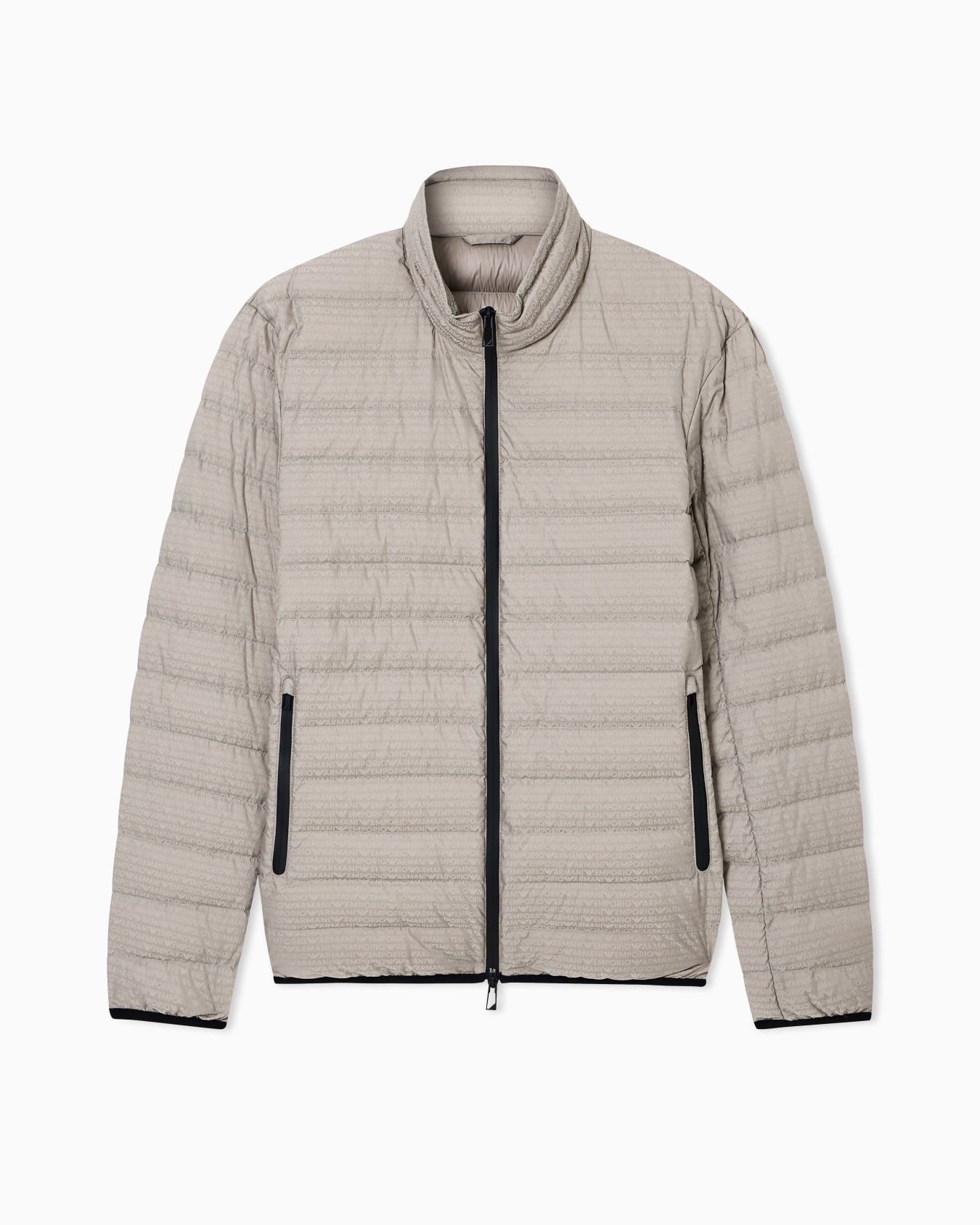 Water repellent down jacket in quilted nylon with jacquard lettering logo Slide 0