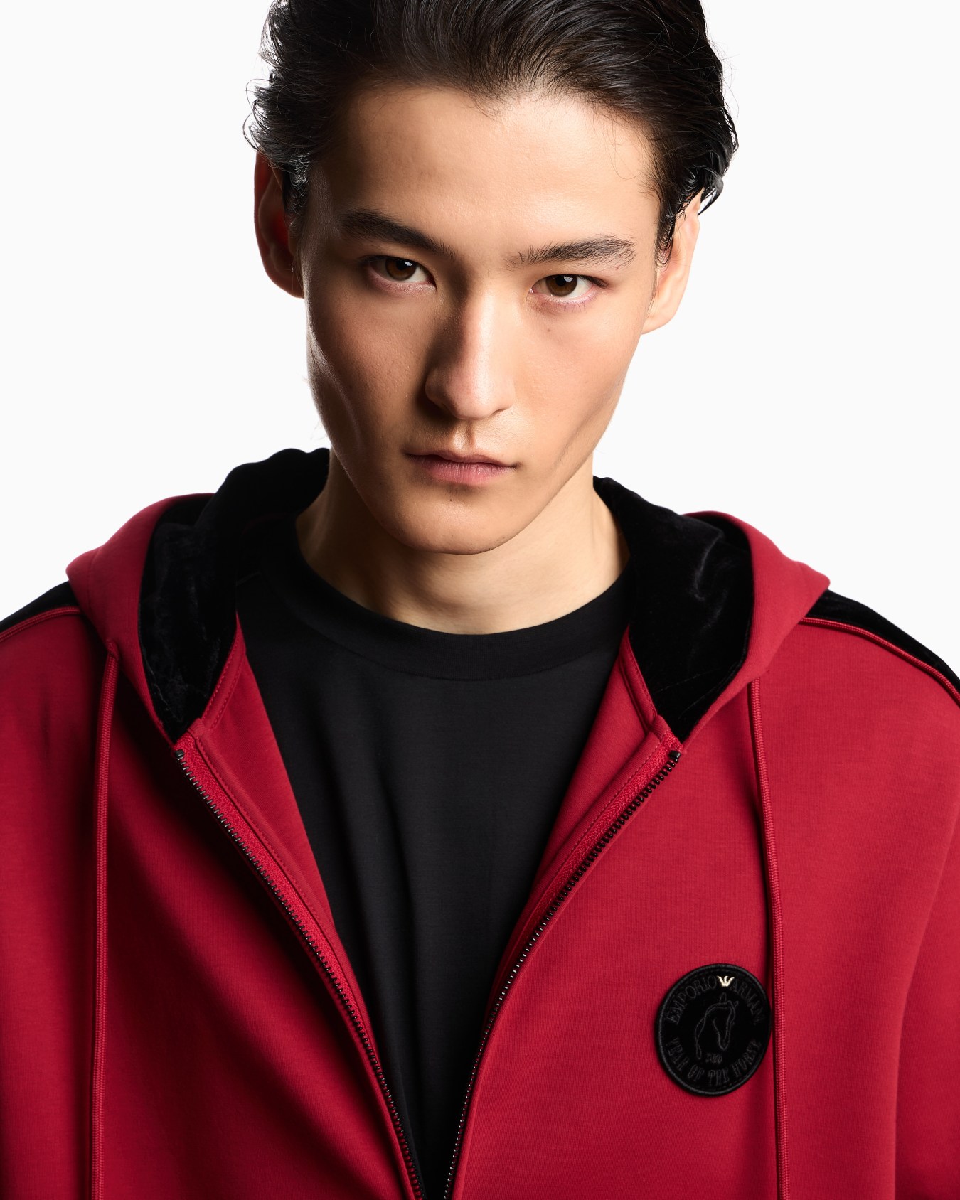 Lunar New Year double-jersey hooded zip-up sweatshirt with patch and tape Slide 4