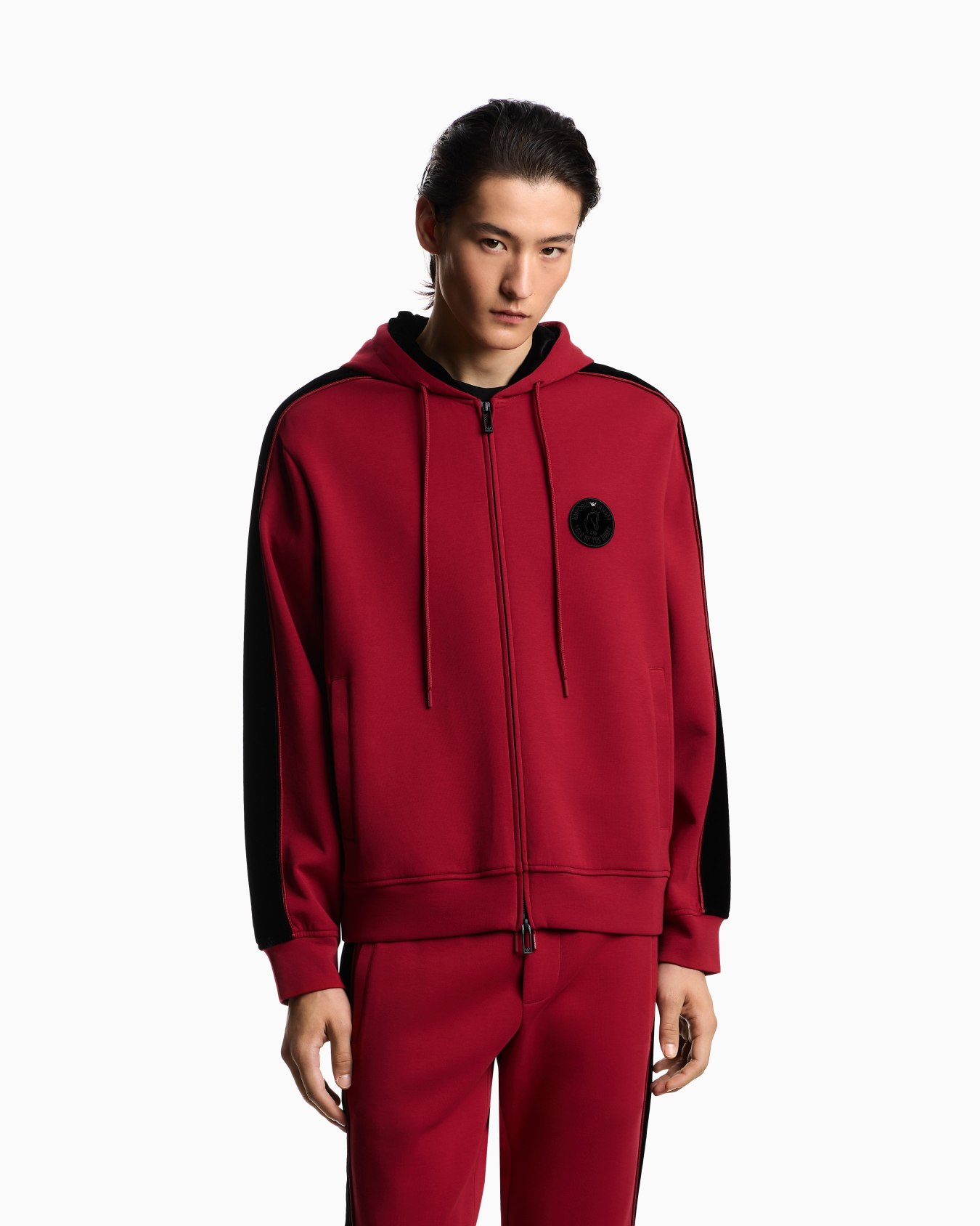 Lunar New Year double-jersey hooded zip-up sweatshirt with patch and tape Slide 3