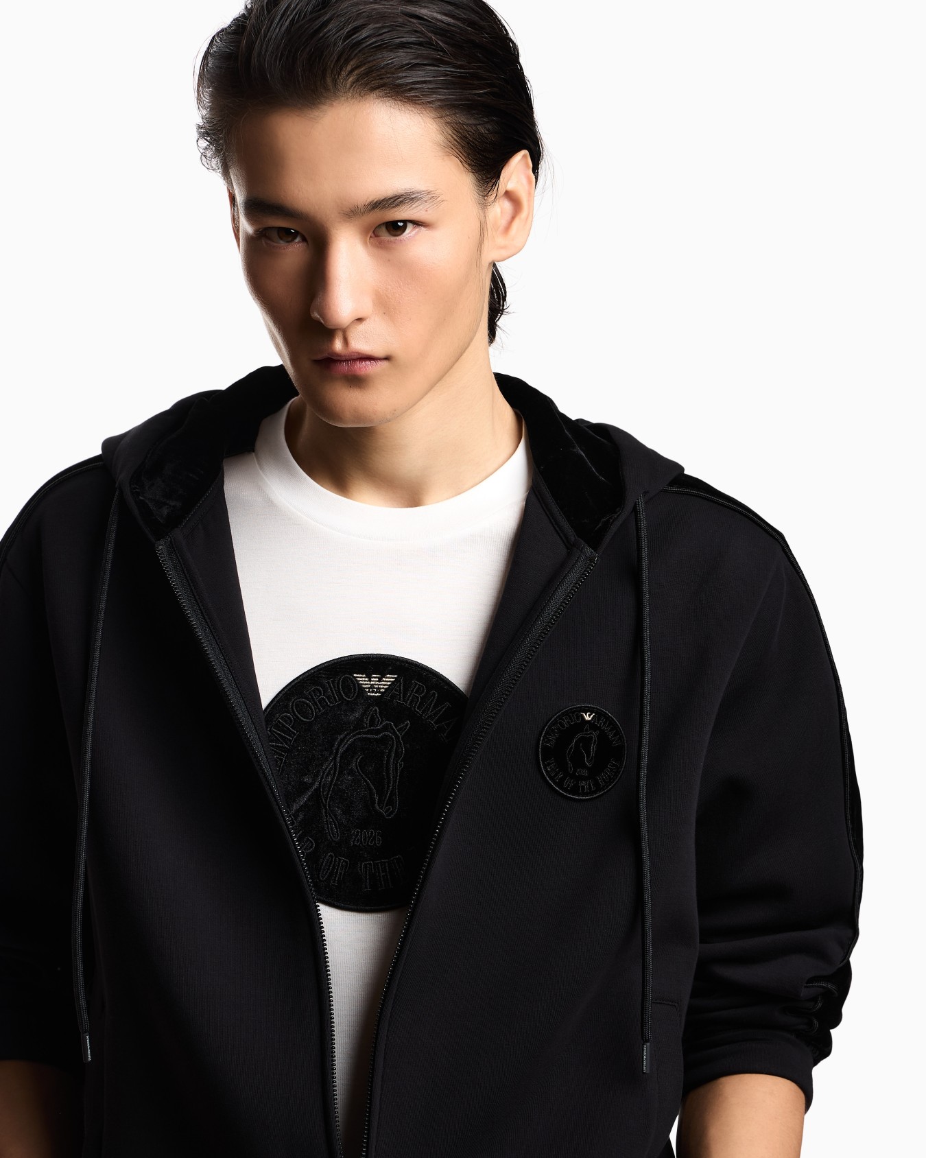 Lunar New Year double-jersey hooded zip-up sweatshirt with patch and tape Slide 4