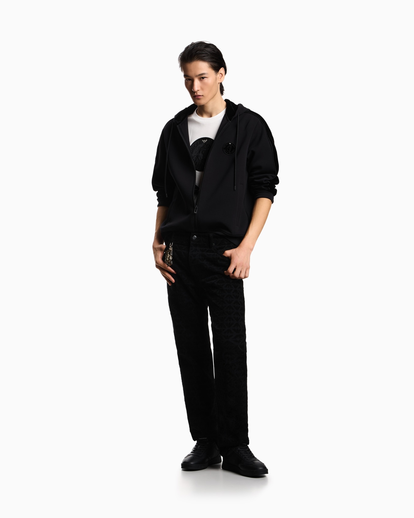 Lunar New Year double-jersey hooded zip-up sweatshirt with patch and tape Slide 1