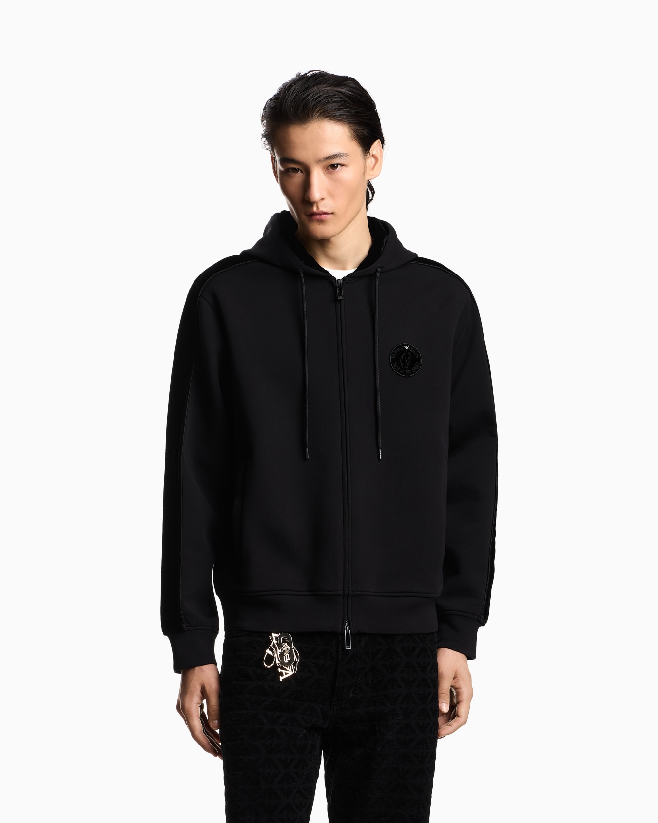Lunar New Year double-jersey hooded zip-up sweatshirt with patch and tape Slide 3