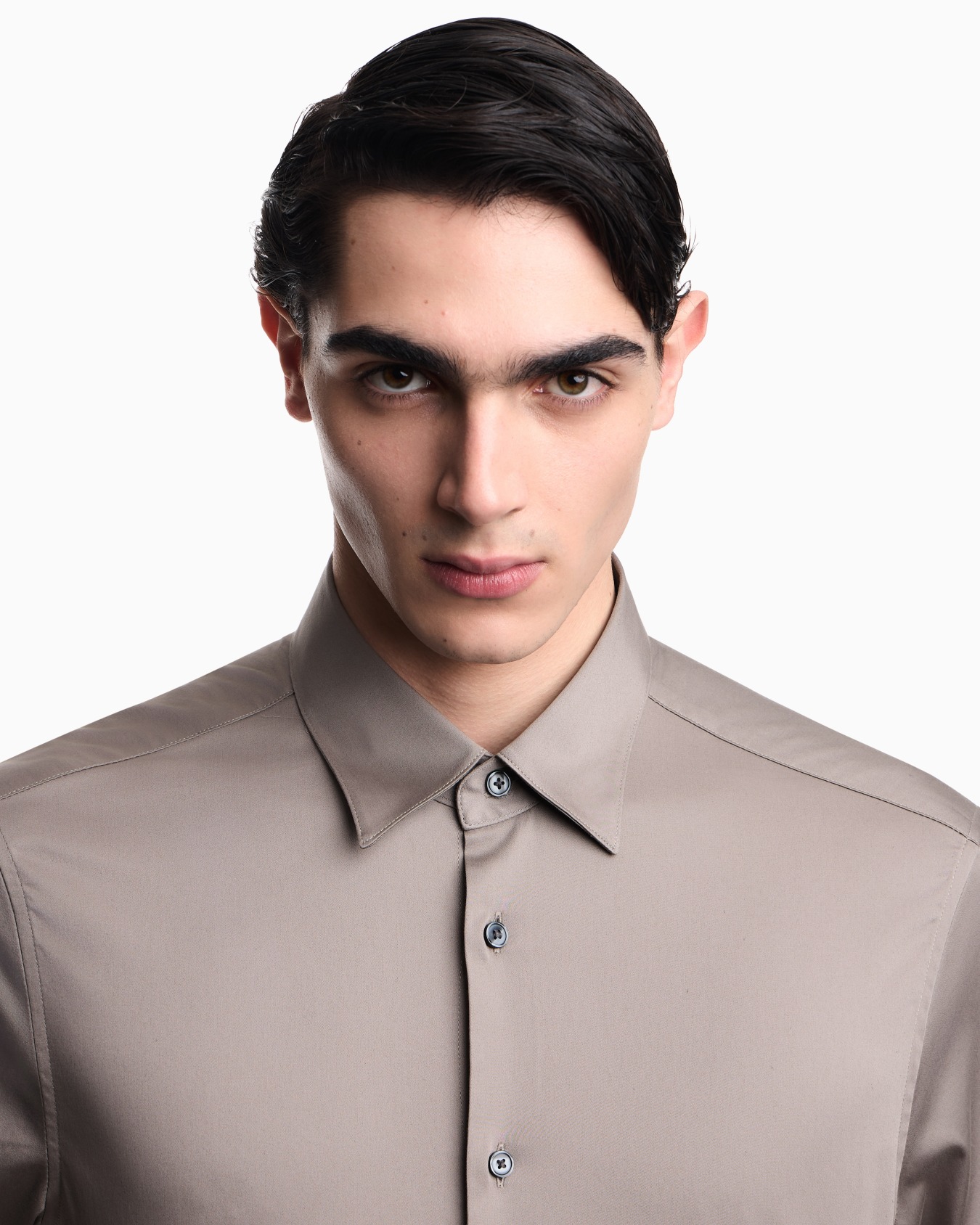 Short-sleeved shirt in stretch Pima cotton Slide 4