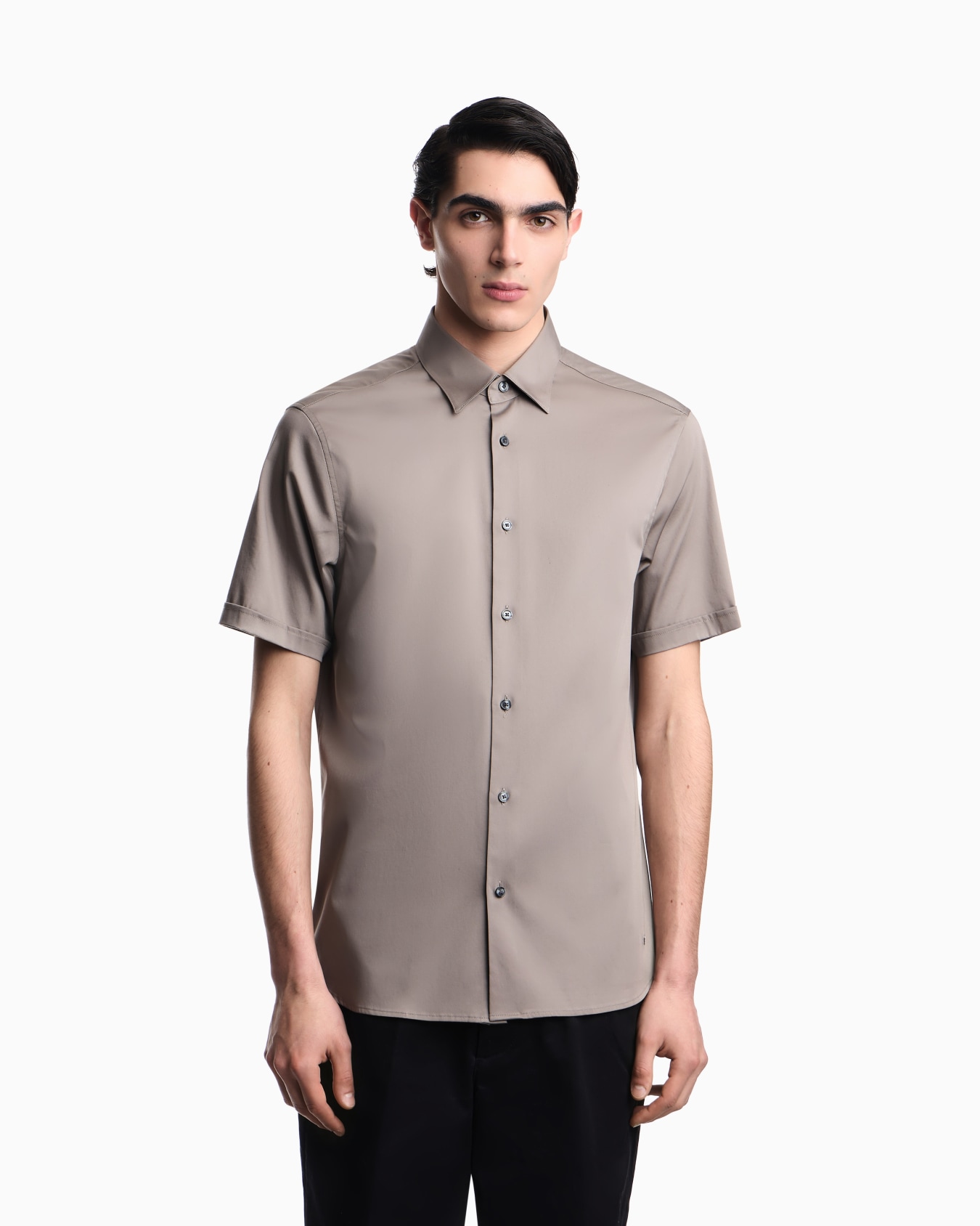 Short-sleeved shirt in stretch Pima cotton Slide 3