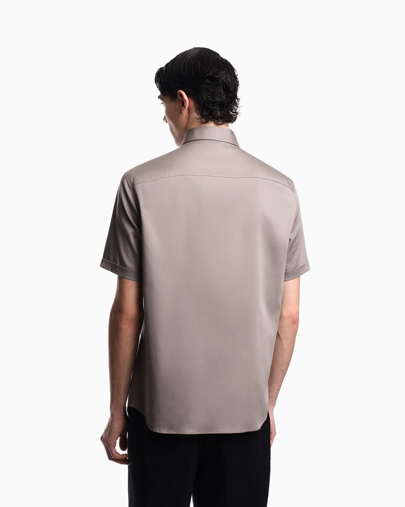 Short-sleeved shirt in stretch Pima cotton Slide 2