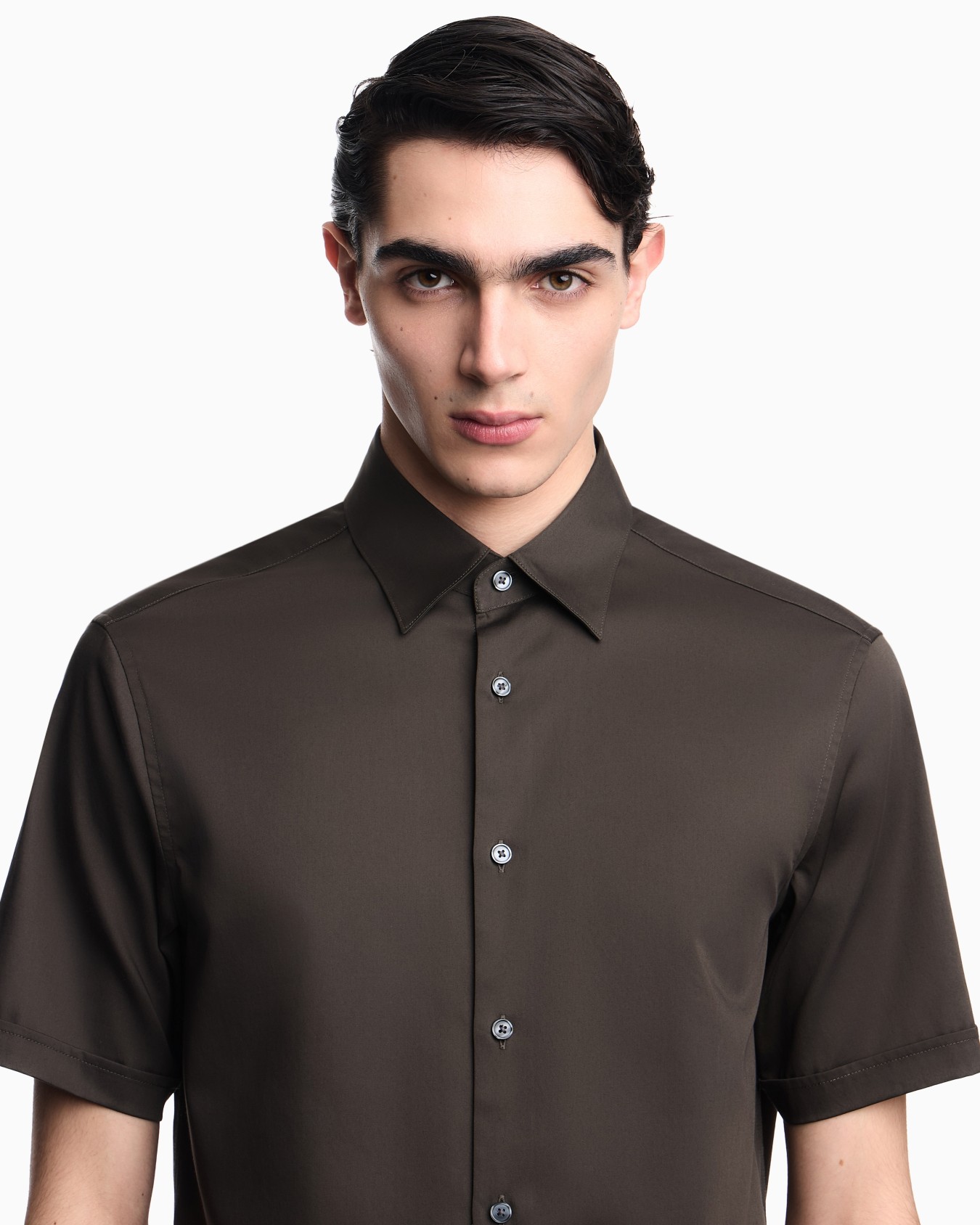 Short-sleeved shirt in stretch Pima cotton Slide 4