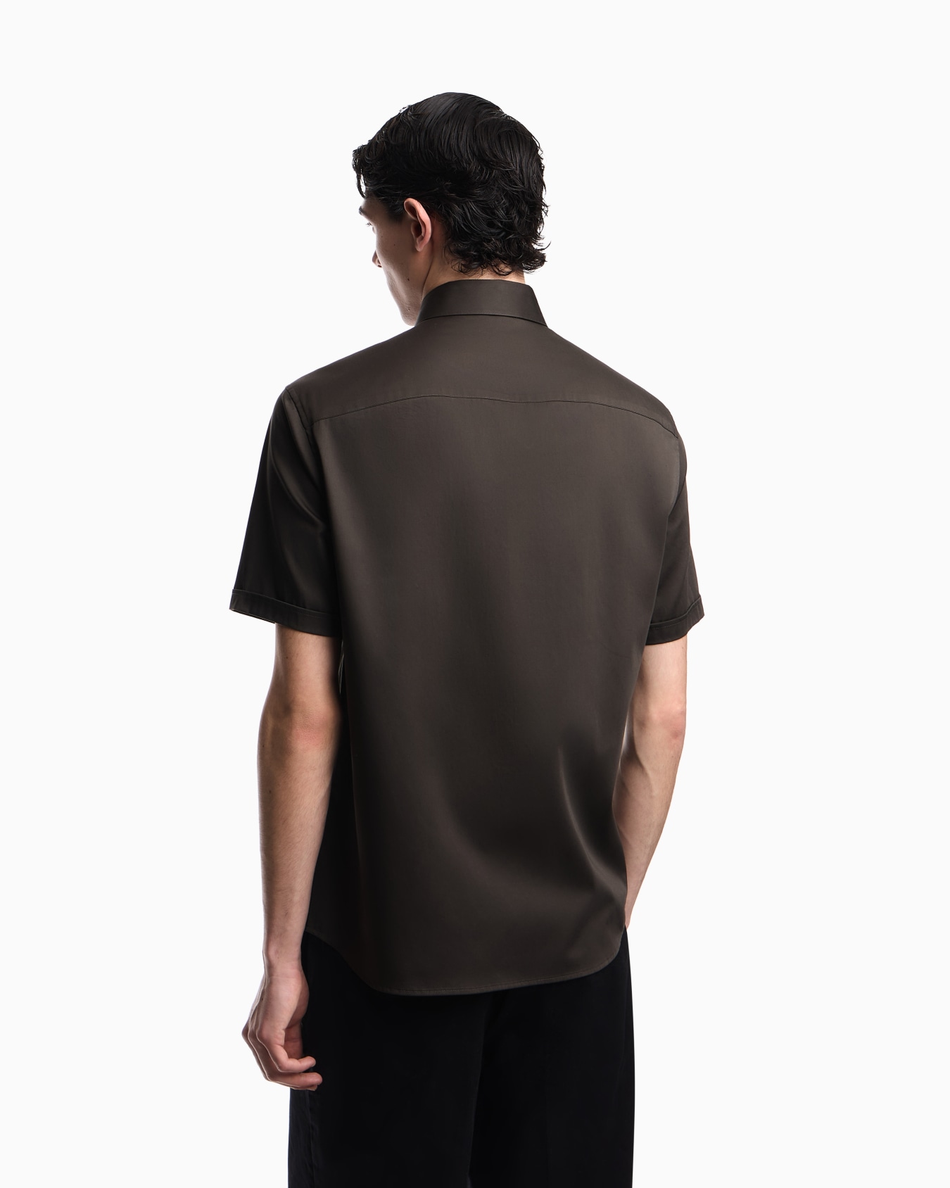 Short-sleeved shirt in stretch Pima cotton Slide 2