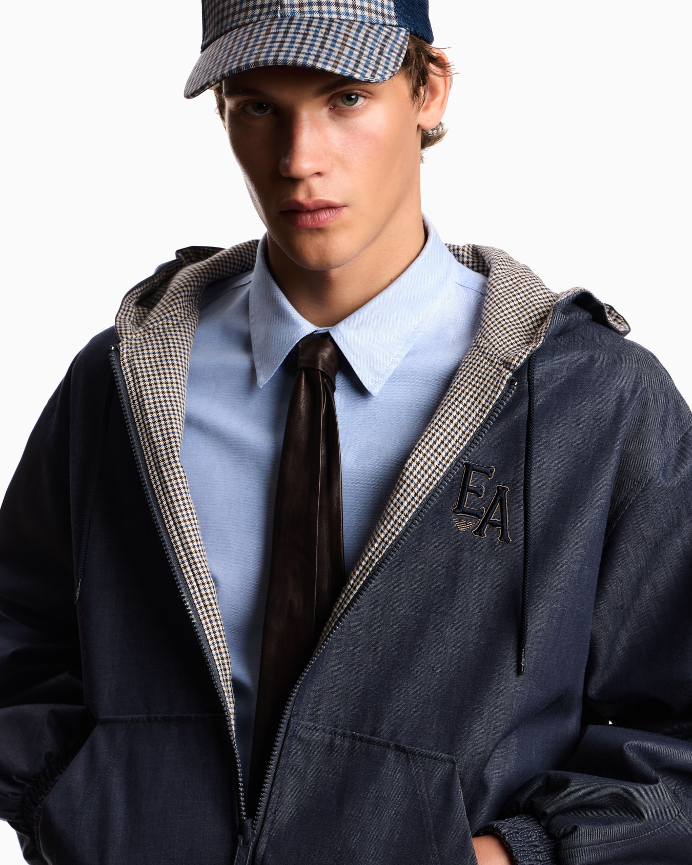 Eagle Club フード付きリバーシブルブルゾン デニム スライドする 5