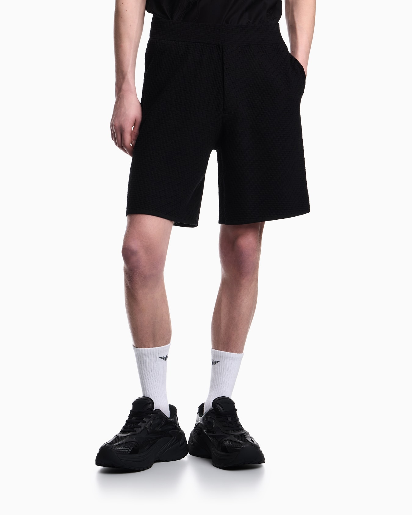 ASV viscose knit Bermuda shorts with raised stitch design Slide 3