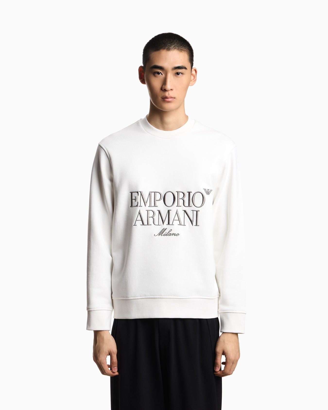 French terry jersey sweatshirt with embroidered logo Slide 3