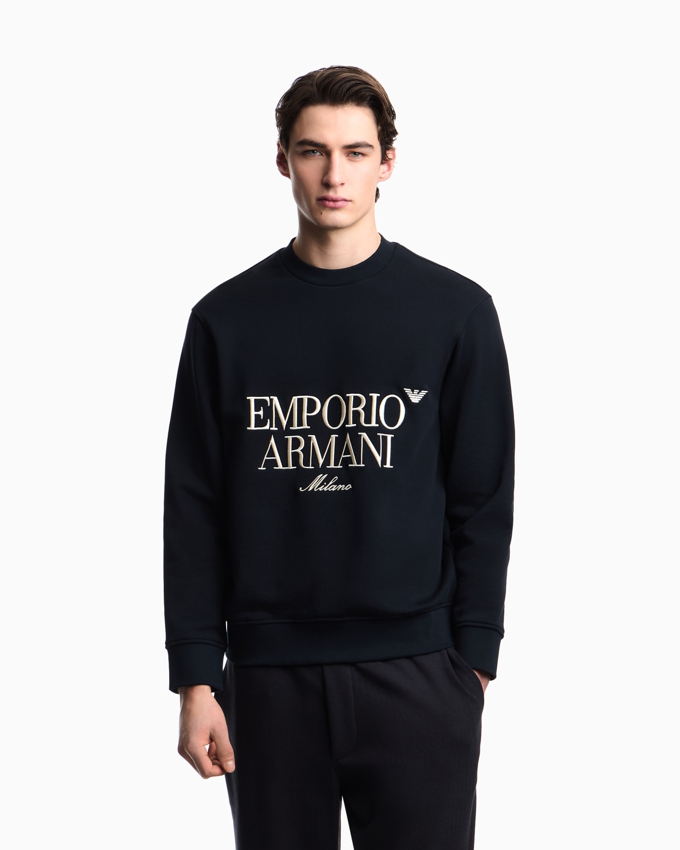 Sweat-shirt en jersey molletonné avec broderie logo Diapositive 3