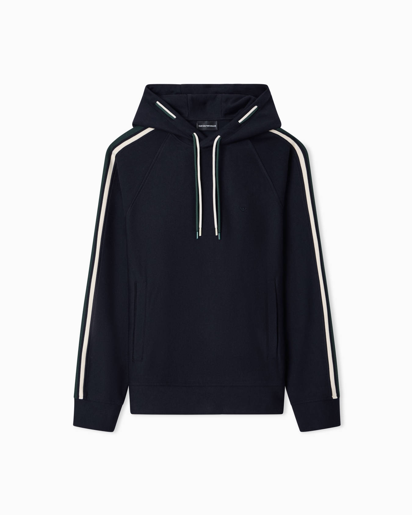 Hooded sweatshirt in a Lyocell blend double jersey with stripes Slide 0