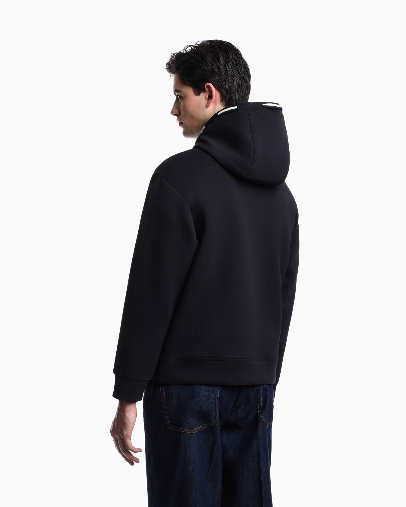 Loose-fit double jersey hoodie with French bulldog patch Slide 2