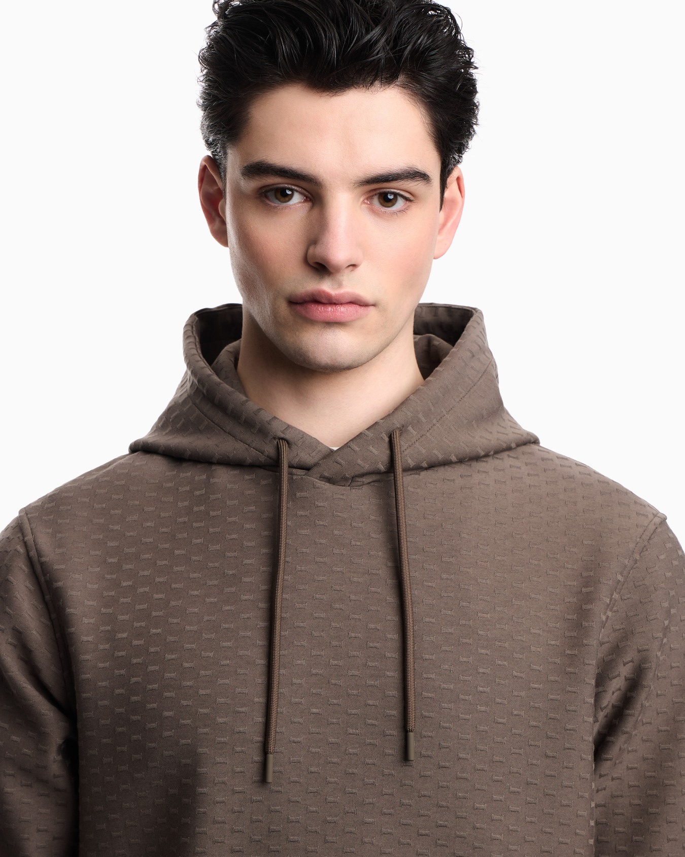 Sudadera con capucha de punto con micromotivo integral de águilas en tejido jacquard Diapositiva 4