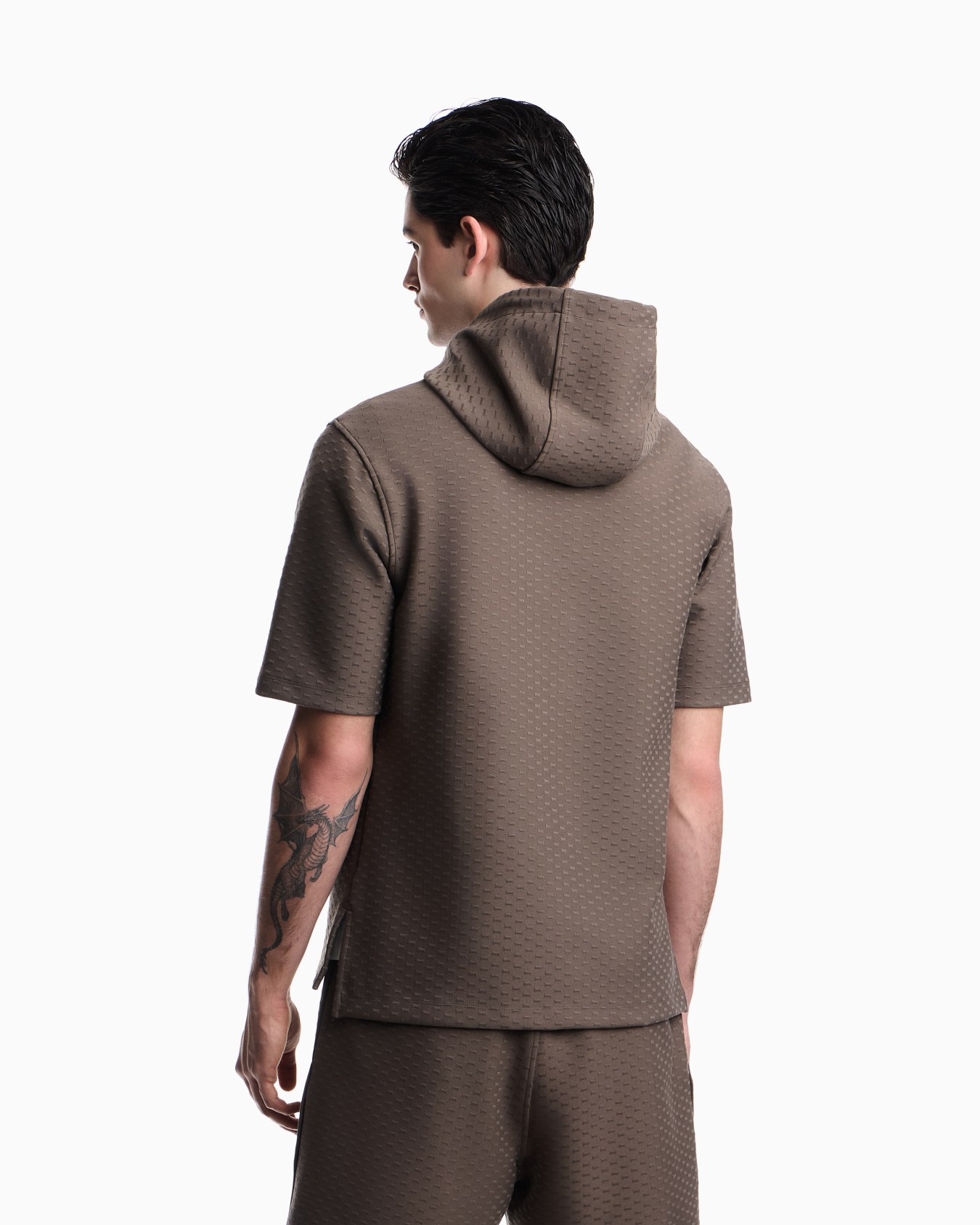 Sudadera con capucha de punto con micromotivo integral de águilas en tejido jacquard Diapositiva 2