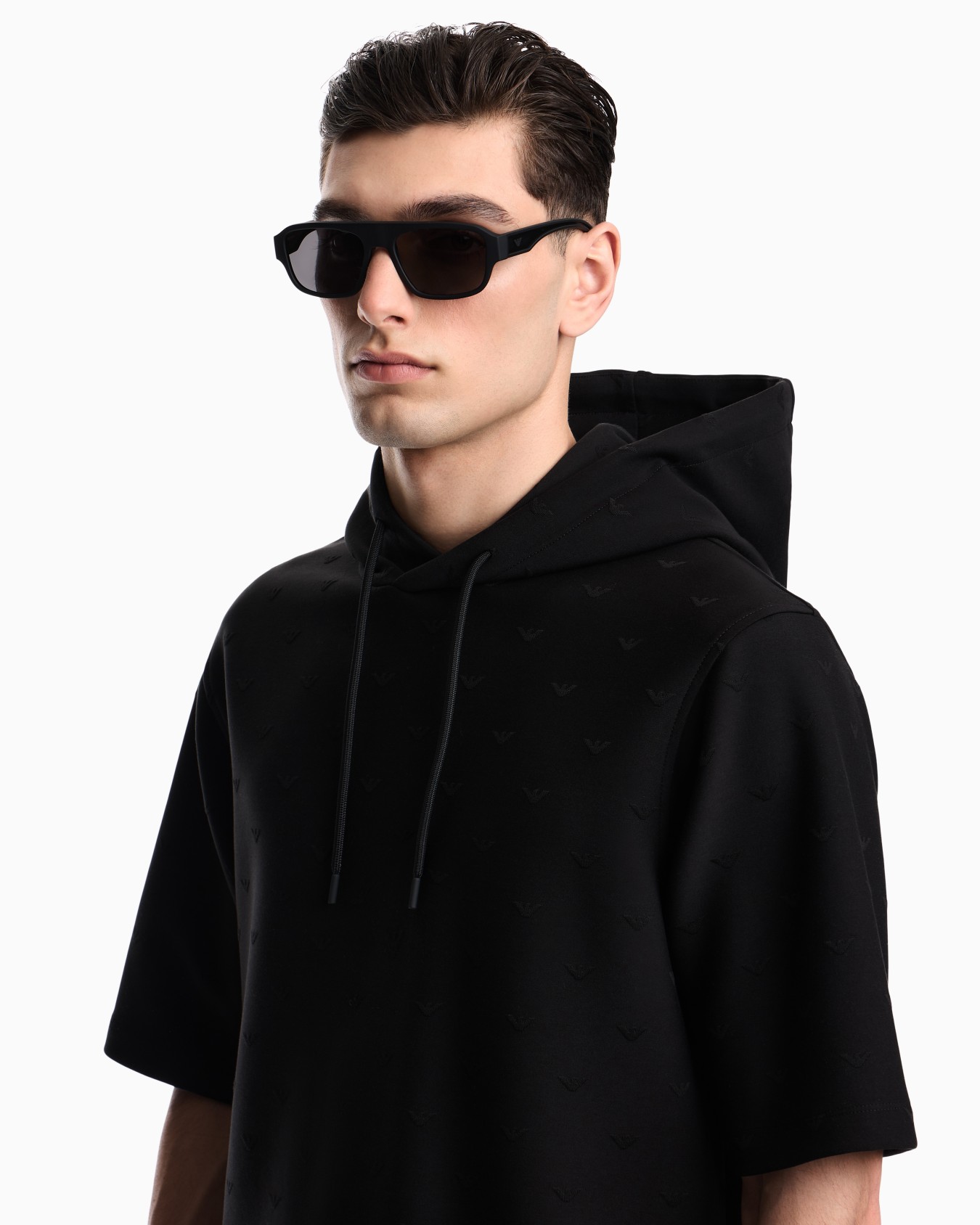 Felpa con cappuccio in jersey jacquard micro eagle all over Slide 4