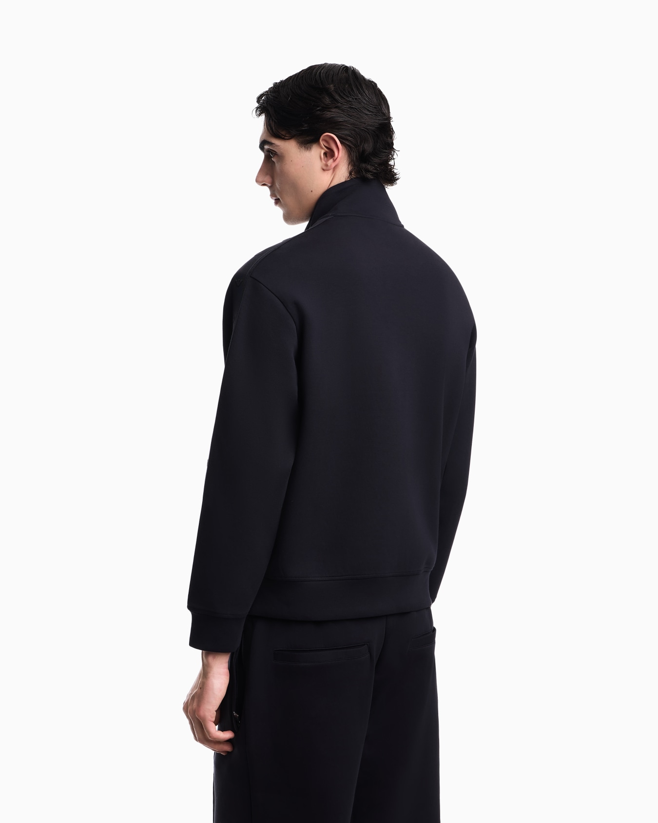 Full zip double jersey sweatshirt with micro eagle band Slide 2