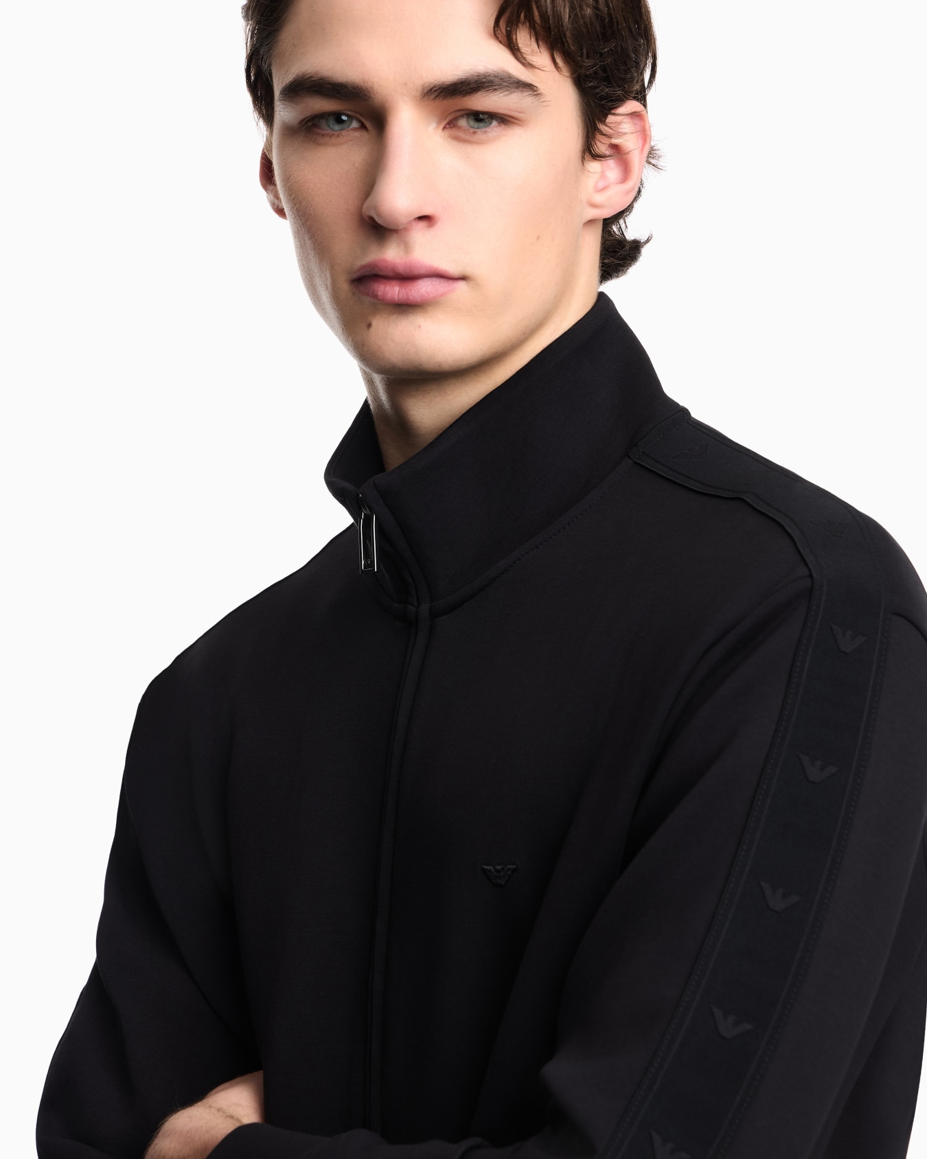 Full zip double jersey sweatshirt with micro eagle band スライドする 5