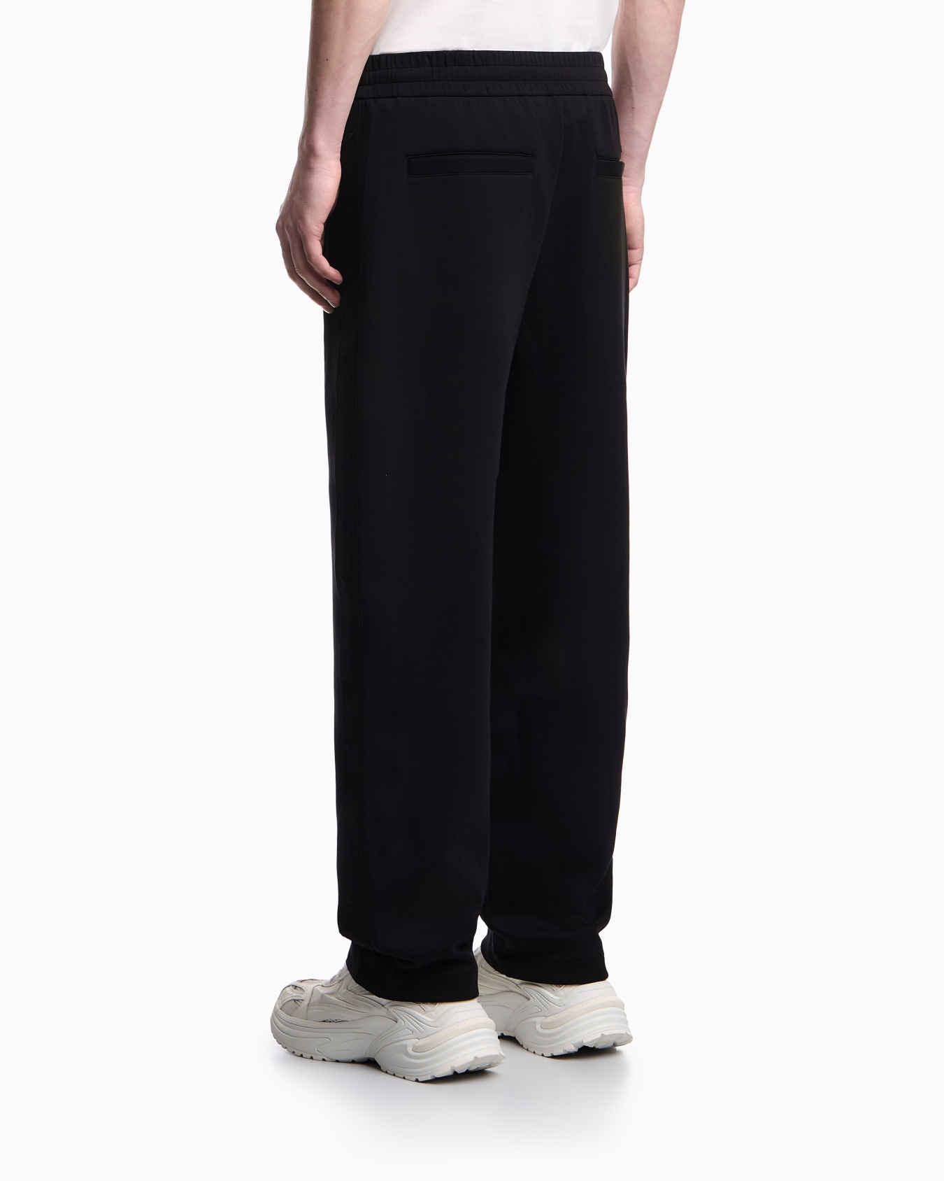 Double-jersey trousers with micro eagle logo band Slide 3