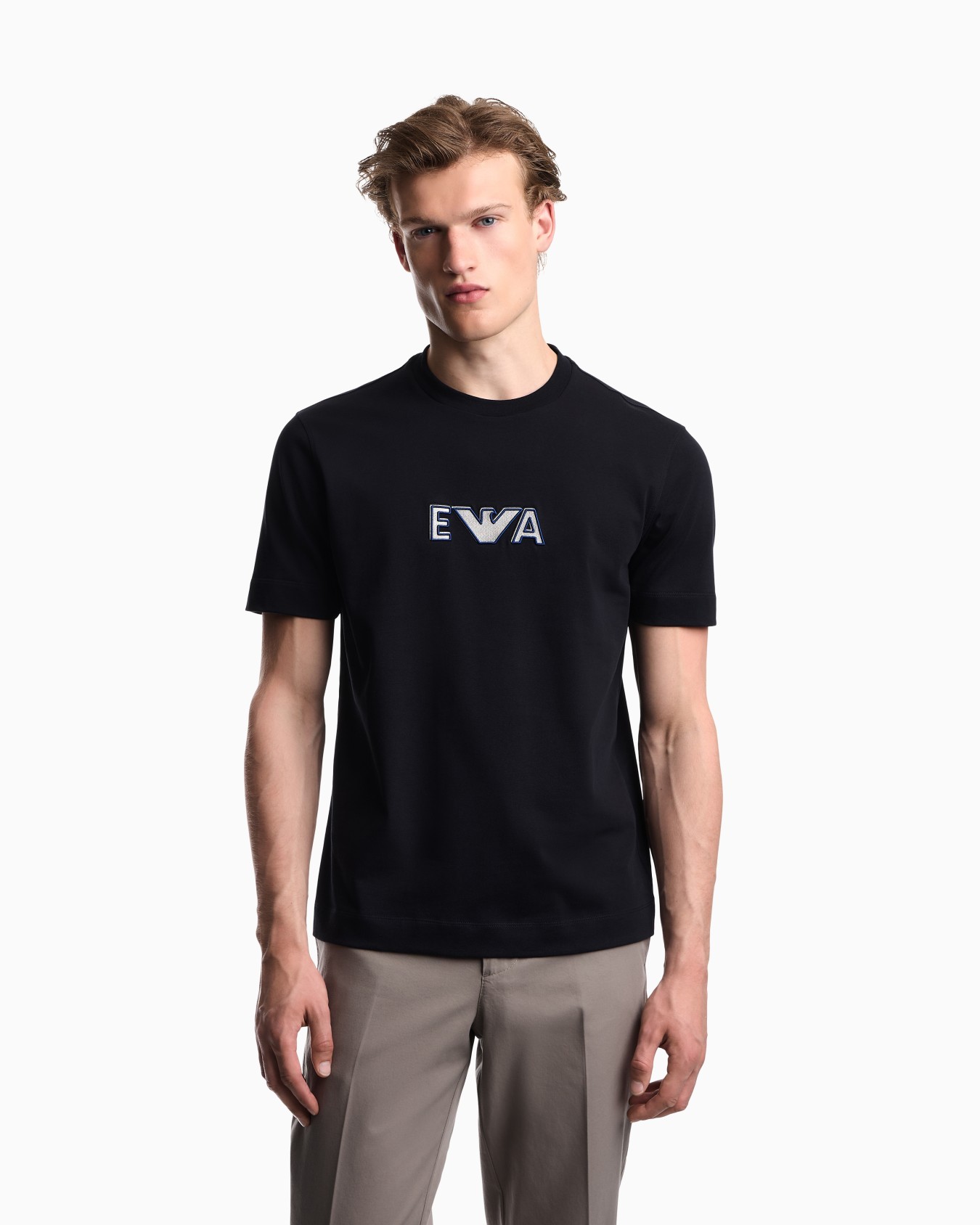 Heavy jersey T-shirt with metal logo embroidery Slide 4