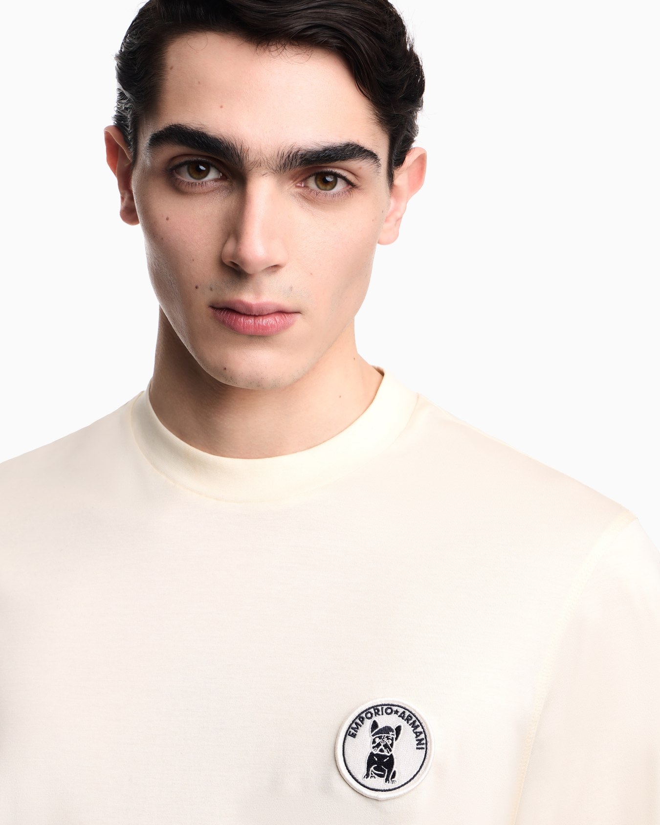 Lyocell-blend jersey T-shirt with French bulldog patch Slide 4