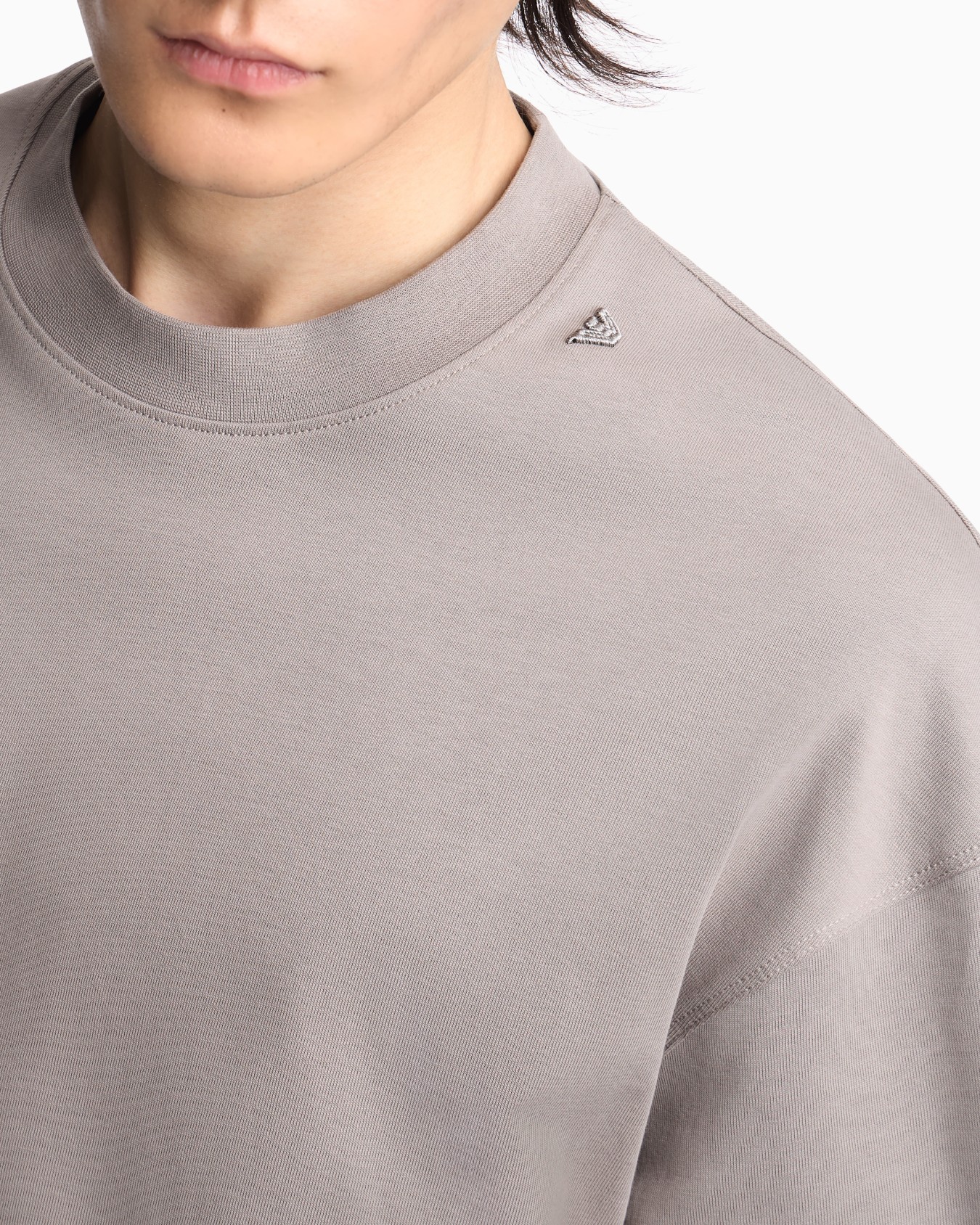 Oversized T-shirt in heavy jersey with micro eagle embroidery Slide 4