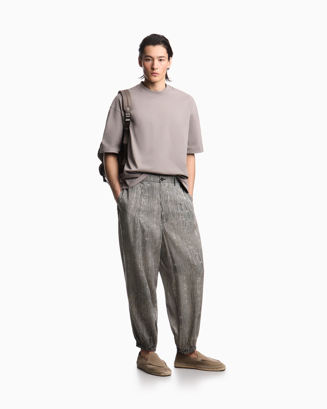 Oversized T-shirt in heavy jersey with micro eagle embroidery Slide 1