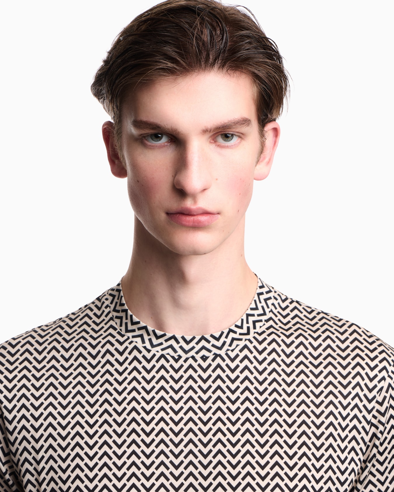 Lyocell-blend jersey T-shirt with micro op-art pattern print Slide 4