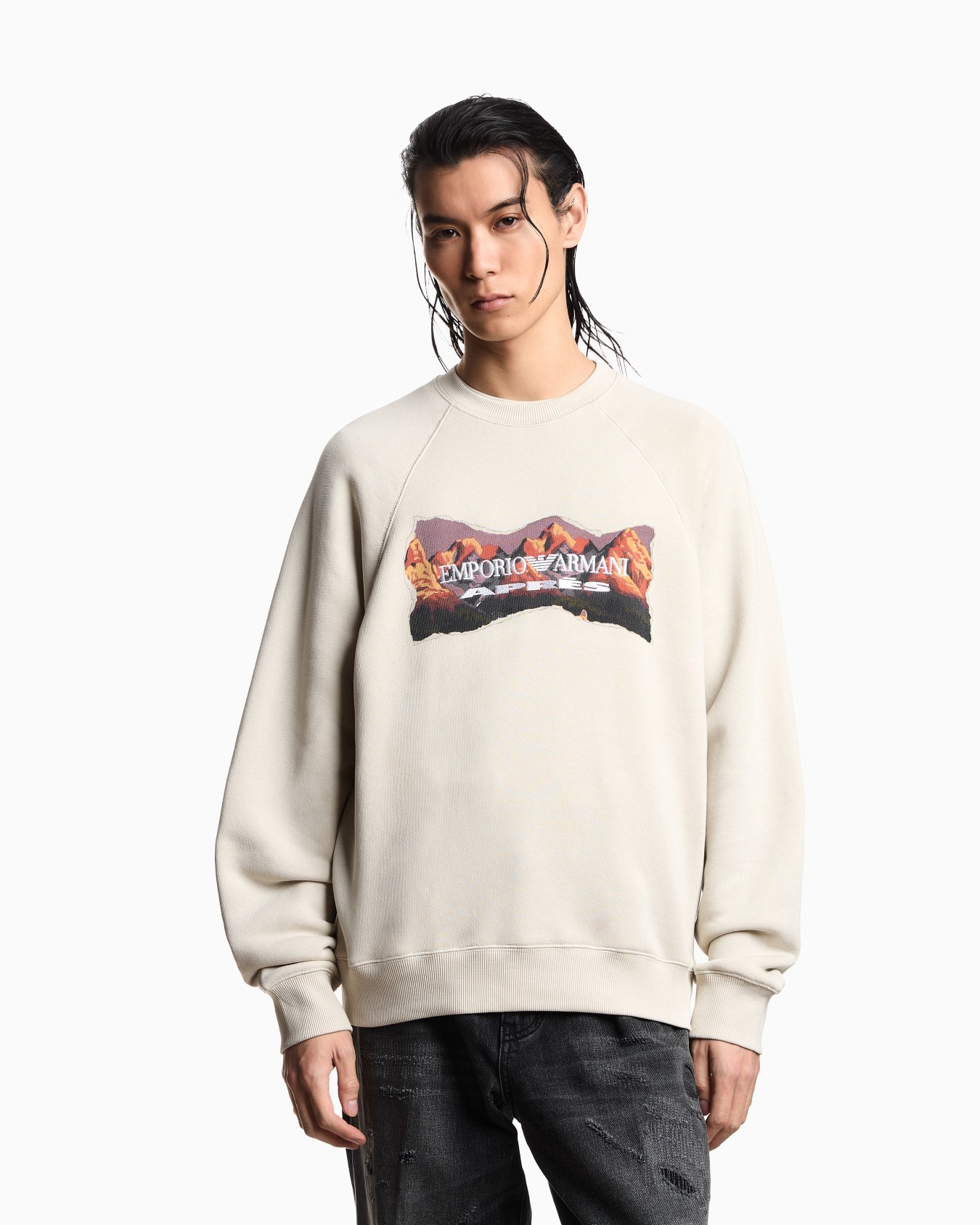 Sudadera de punto suave con estampado de montaña Après Diapositiva 3