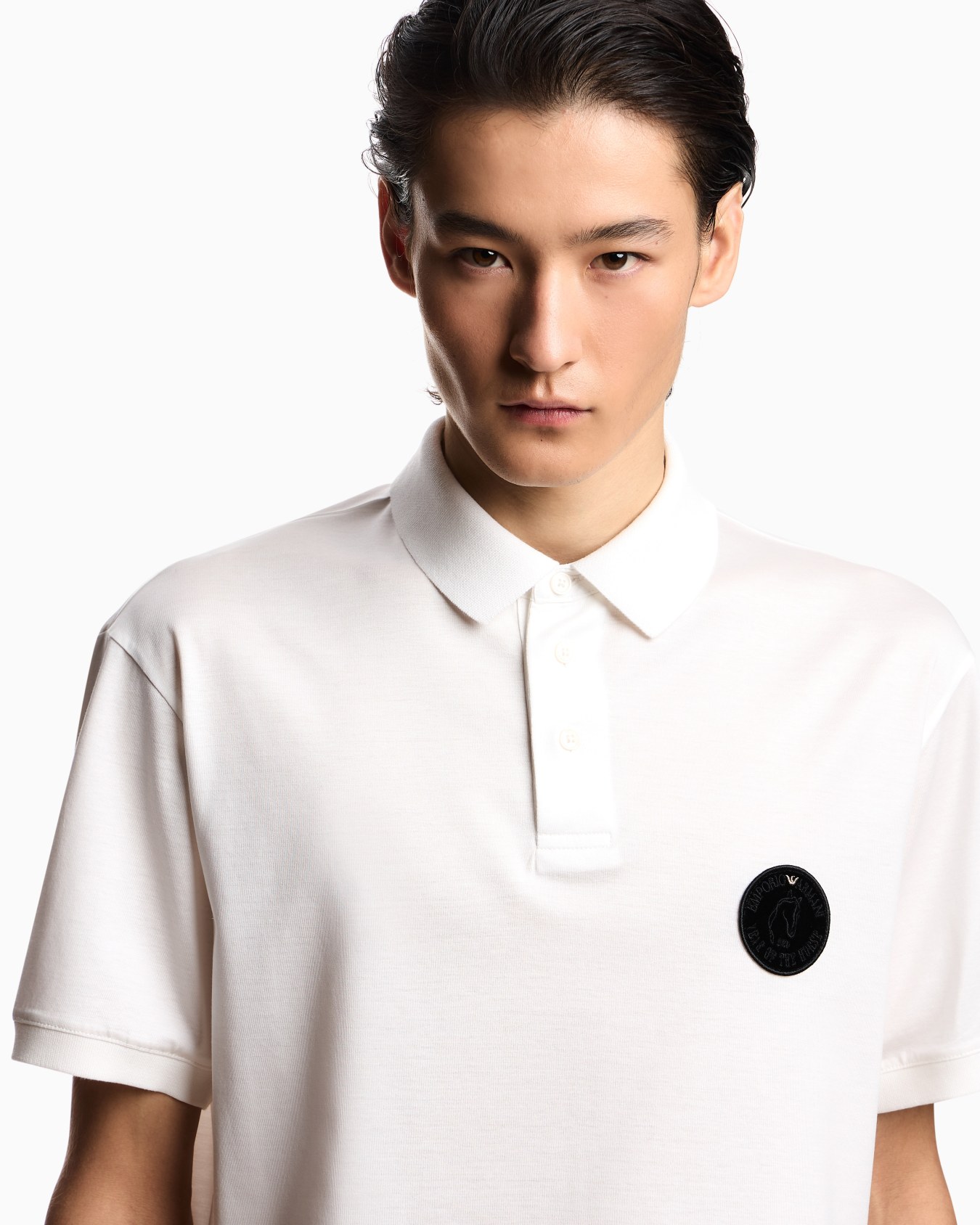 Lyocell blend jersey polo shirt with Lunar New Year patch Slide 4