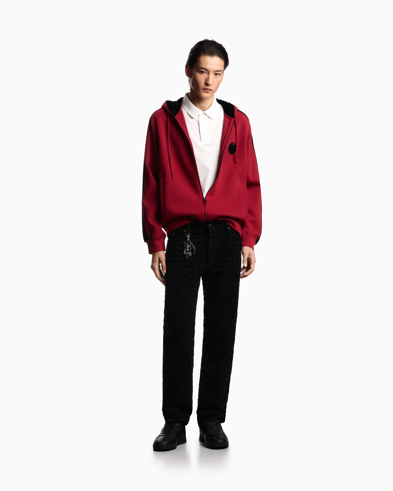 Lyocell blend jersey polo shirt with Lunar New Year patch Slide 1