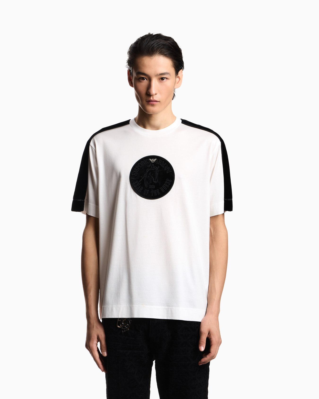 T-shirt in lyocell blend jersey with tape and maxi Lunar New Year patch Slide 3