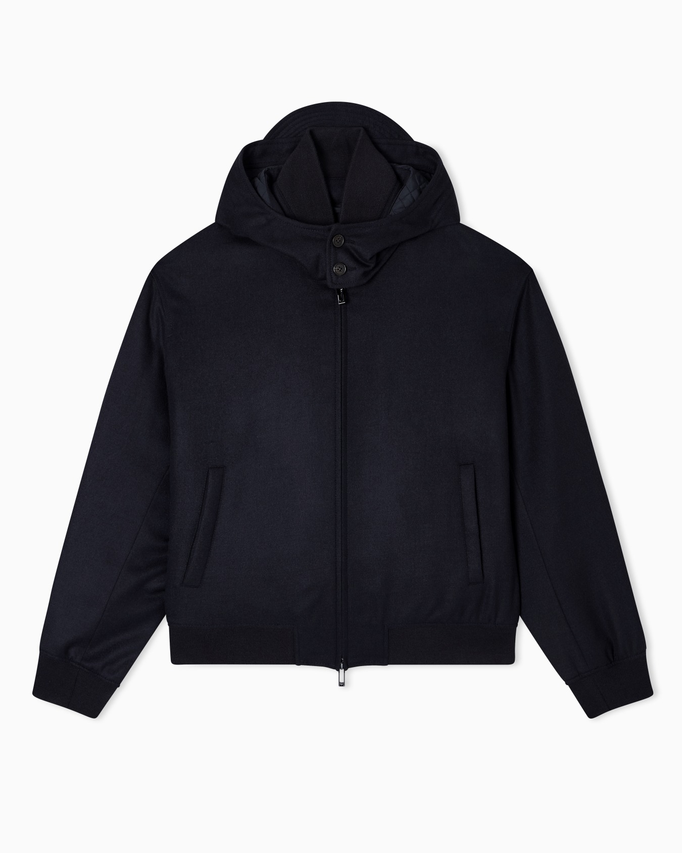 Hooded blouson in virgin wool cloth Slide 0