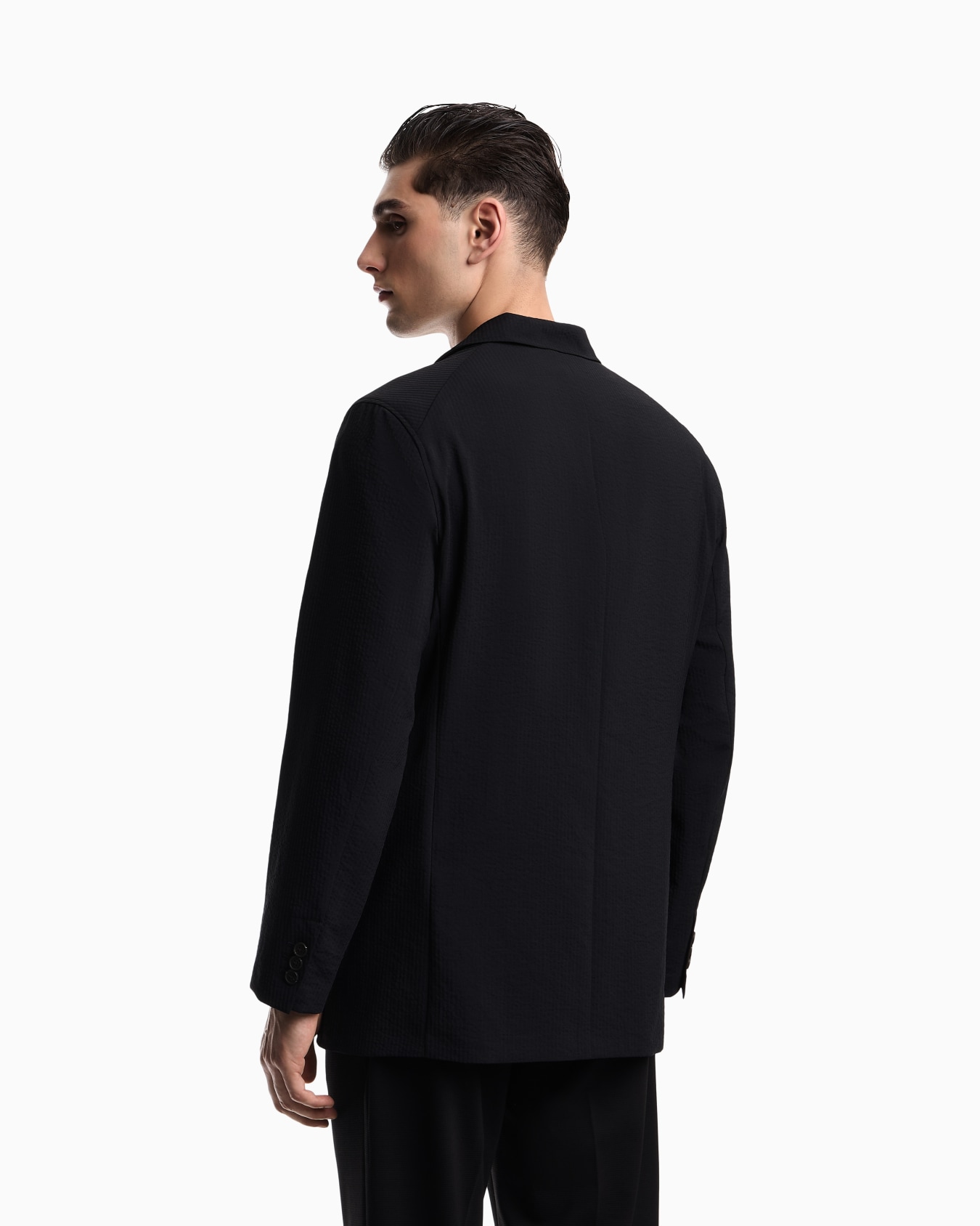 Giacca monopetto in tessuto seersucker tecnico Slide 5