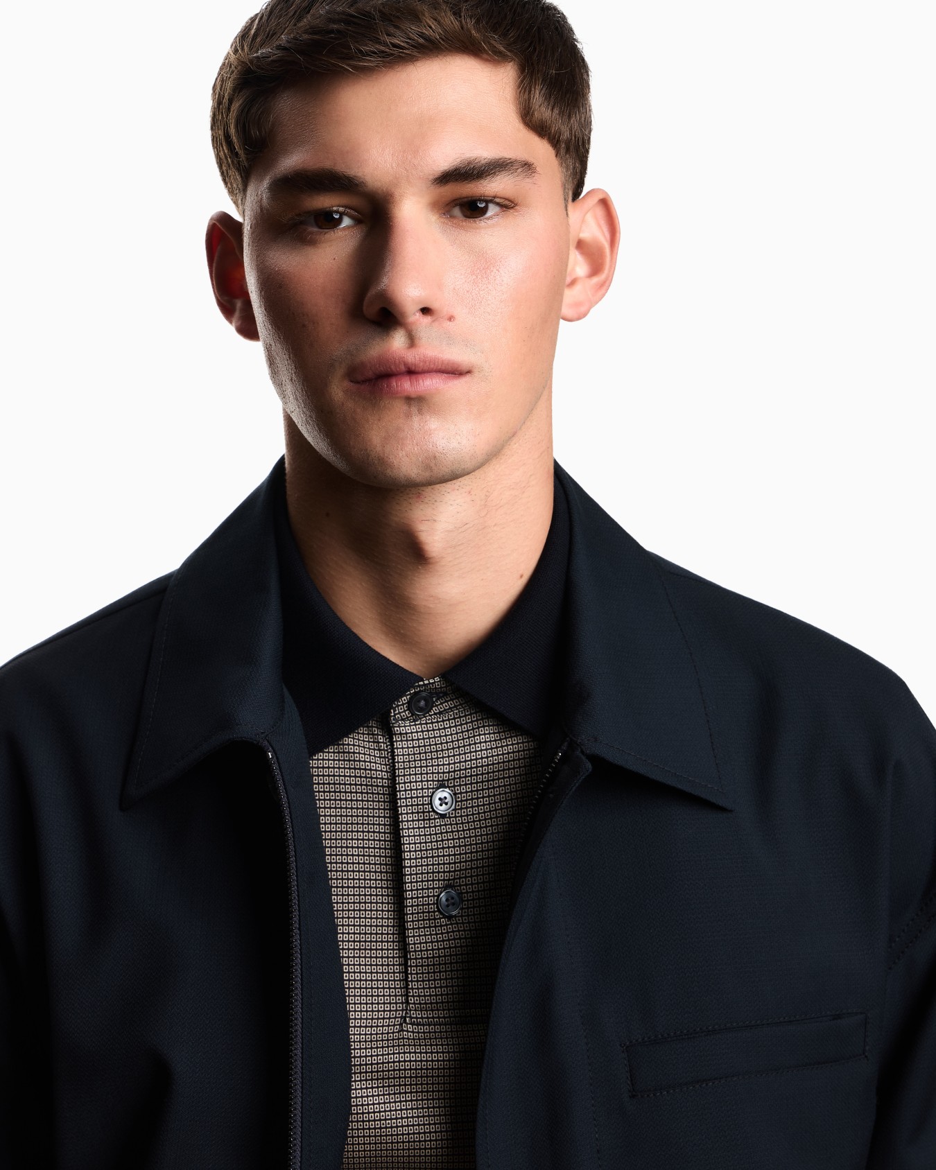 Polo shirt in lyocell blend jersey with all-over micro pattern print Slide 4