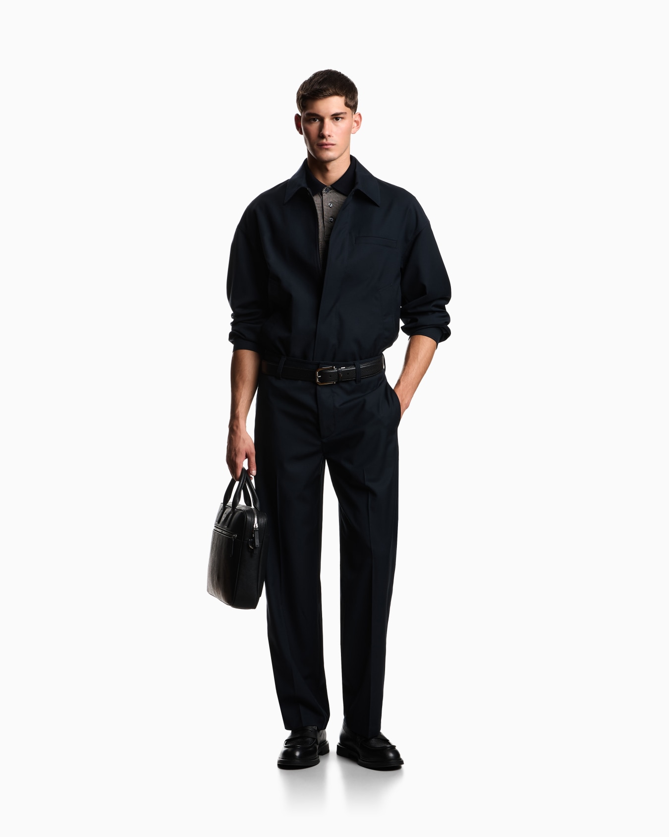 Polo shirt in lyocell blend jersey with all-over micro pattern print Slide 1