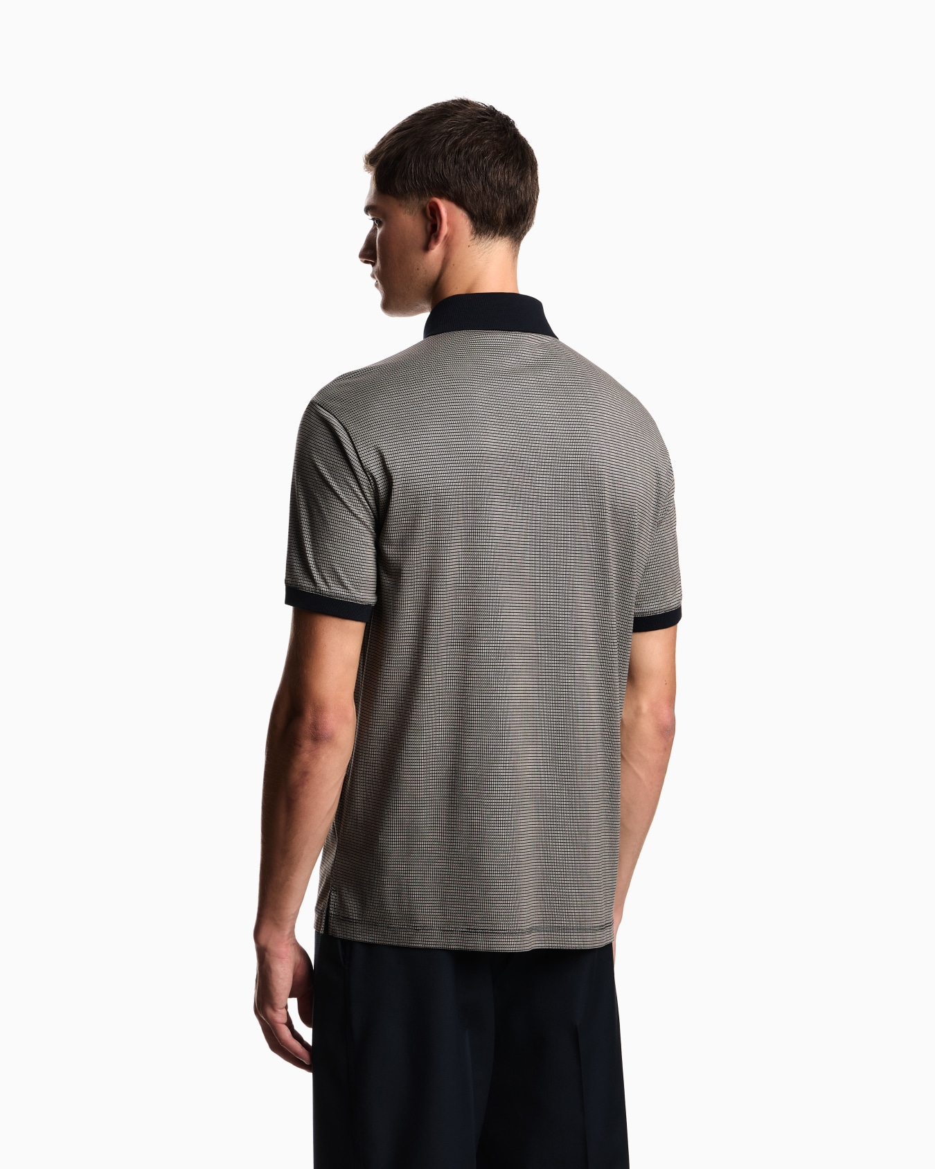 Polo shirt in lyocell blend jersey with all-over micro pattern print Slide 2